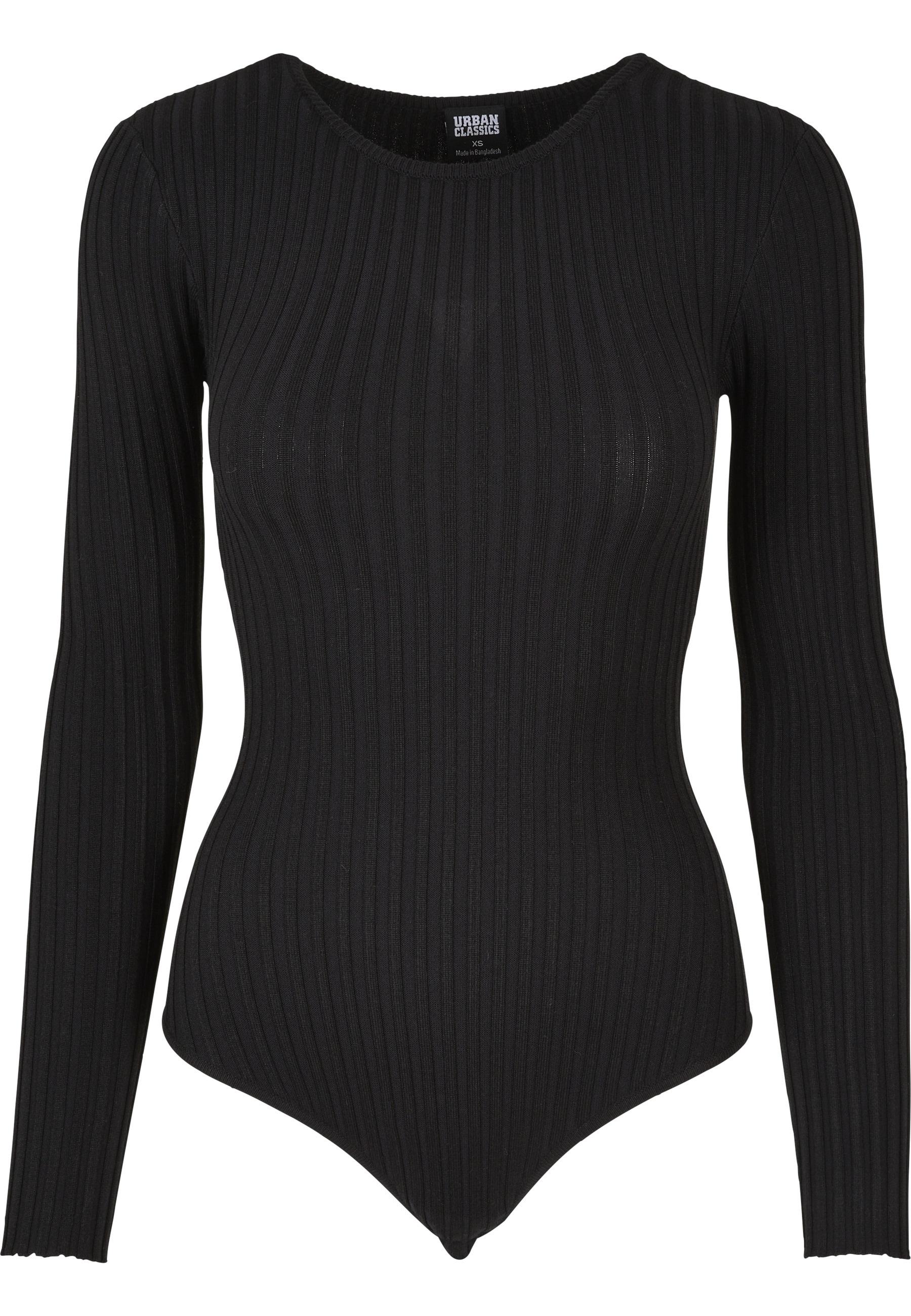 Langarmshirt Urban Classics "Urban Classics Damen Ladies Rib Knit Longsleeve Body", Damen, Gr. Xl, Schwarz, 35% Polyacryl, 35% Viskose, 30% Polyamid, Unifarben, Slim Fit, Rundhals, Shirts Langarmshirt