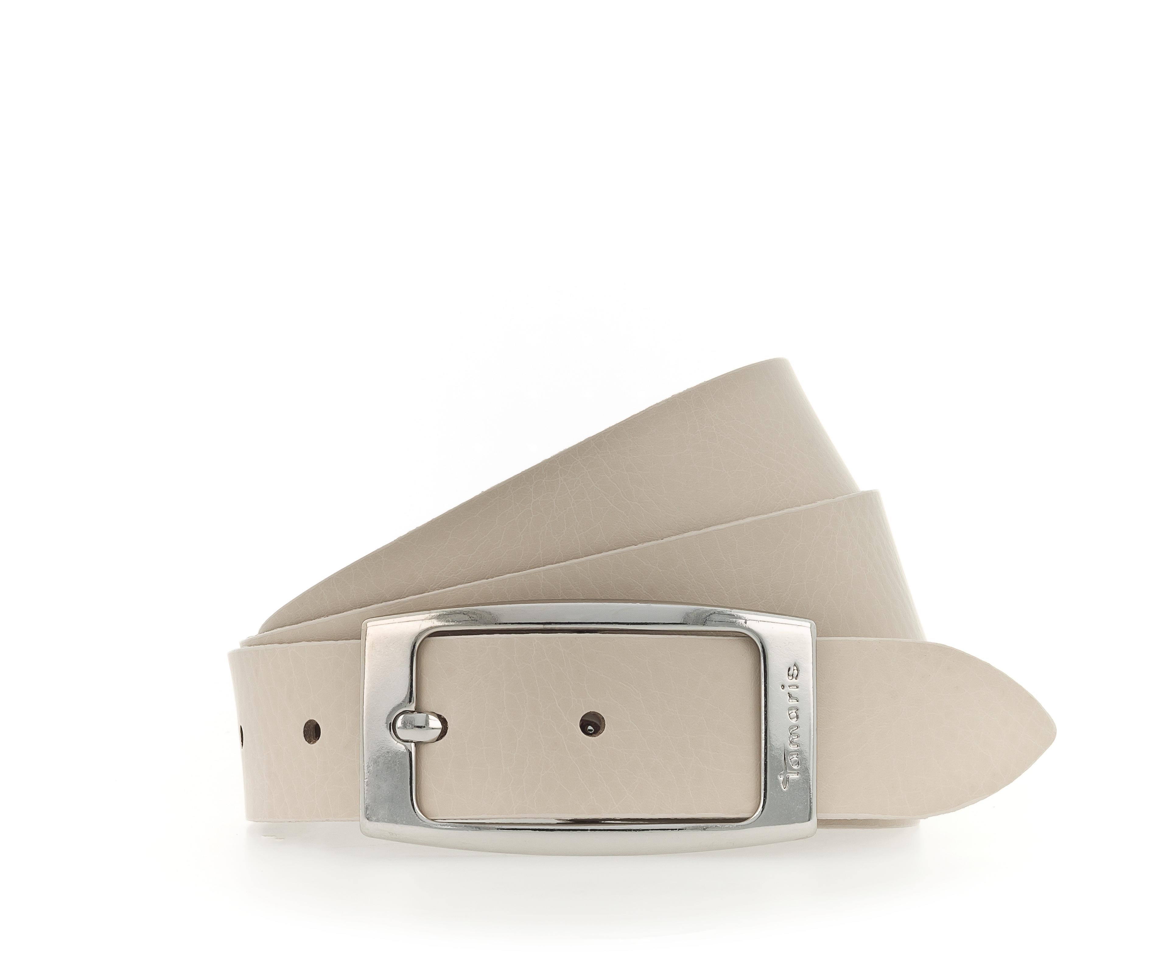LedergüRtel Tamaris "Charlie Silver", Damen, Gr. 120, Beige (Cream), Rindsleder, Unifarben, Basic, GüRtel LedergüRtel, Mit GläNzender SchließE In Tollen Basic-Farben