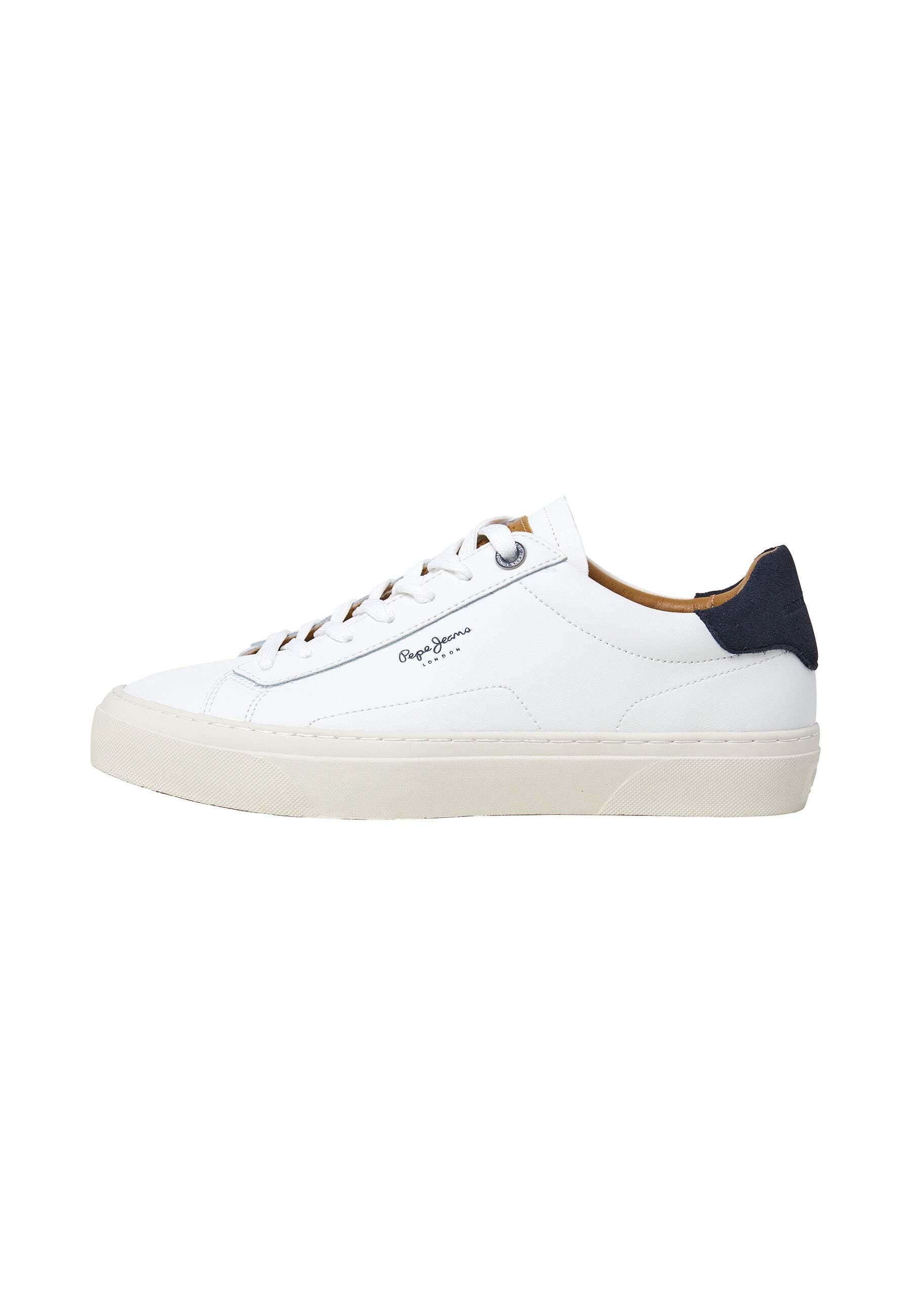 Trainingsschuh Pepe Jeans "Trainers Yogi Original", Herren, Gr. 43, Weiß, 50% Aktion Kuhleder, 35% Kuhwildleder, 15% Polyurethan, Schuhe