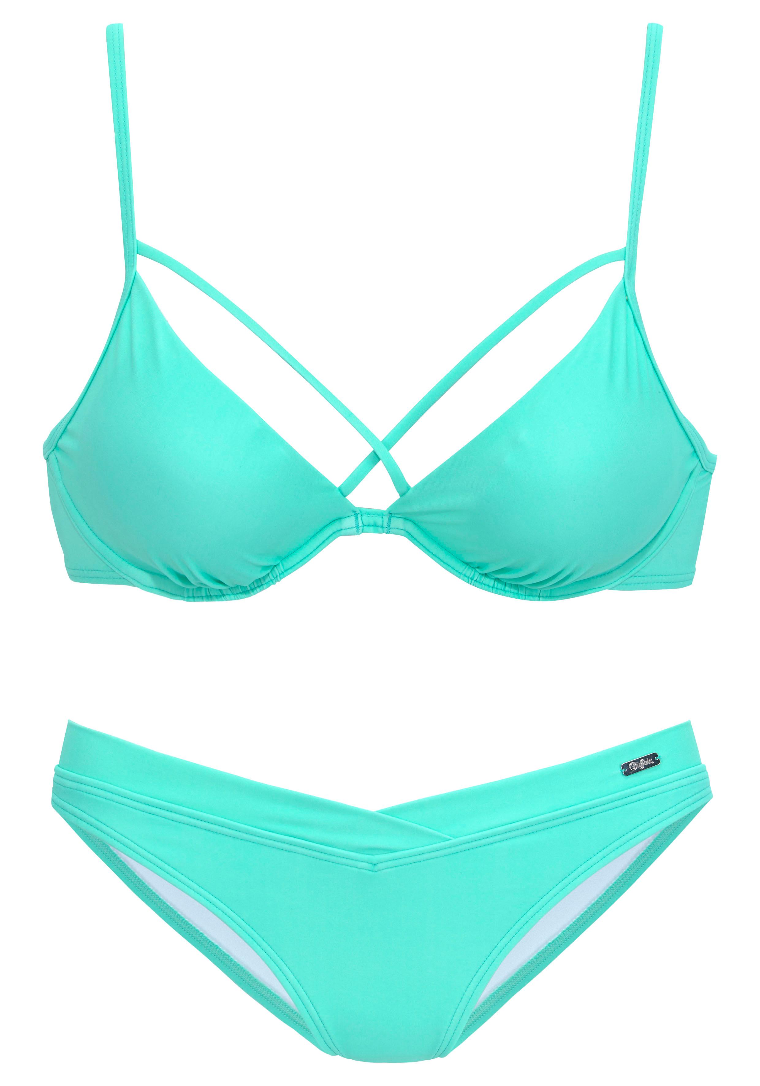 BüGel-Bikini Buffalo, Damen, Gr. 34, Cup B, GrüN (Mint), Recycling-Polyamid, Unifarben, Bikini-Sets BüGel-Bikini, Mit ZierbäNdern Am Top