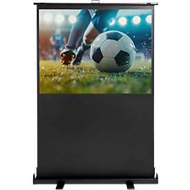 Magnetoplan mobile Pull-Up Bodenleinwand, B 2200 x H 2000 mm, für den Innenbereich, Bildqualität 4K HD, höhenverstellbar, PVC, schwarz-weiss