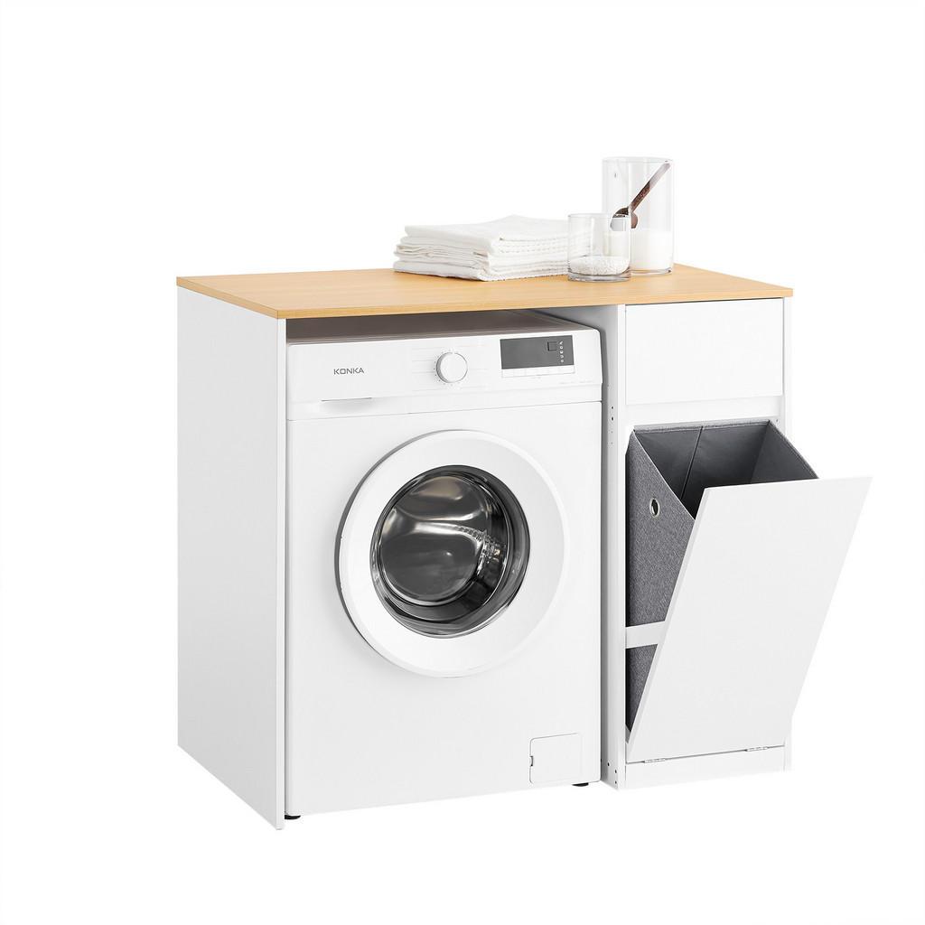 sobuy Waschmaschinenschrank, Weiß, Holzwerkstoff, 100X90X60 Cm, WaschküChe, Waschmaschinenschrank