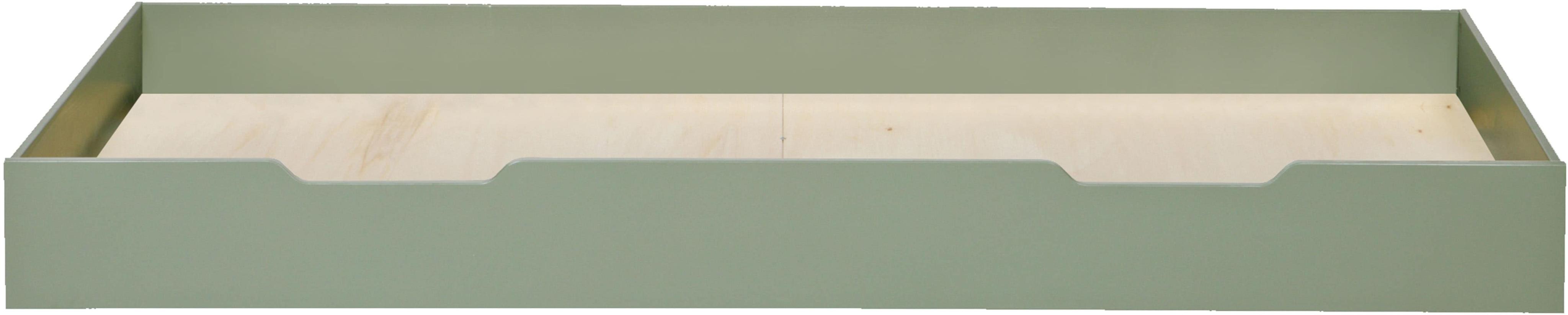 Bettschubkasten Woood "Nikki Mit GebüRstetem Massivkiefer Und Rollen B 94 X T 198 X H 20 Cm", GrüN (JadegrüN), B:198Cm H:20Cm T:94Cm, Massivholz, Schubladen, Bettschubkasten, Als Stauraum- Oder GäStebettschublade Nutzbar, Mdf-Boden, Pfleiglicht