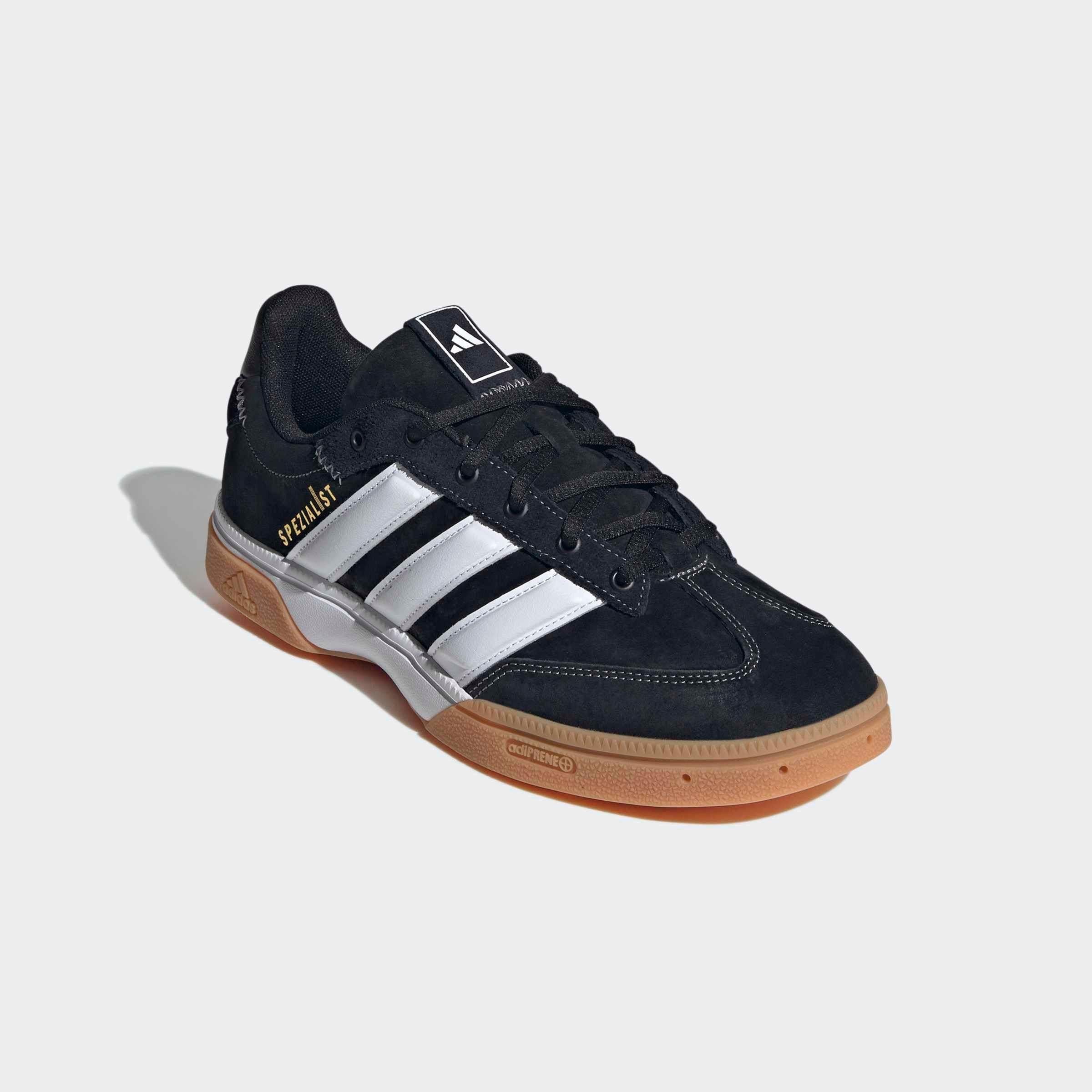 Hallenschuh adidas Performance "Spezialist", Herren, Gr. 44, Schwarz-Weiß (Core Schwarz, Ftwr Weiß, Grau Three), Leder, Textil, Schuhe Hallenschuh, Handballschuh