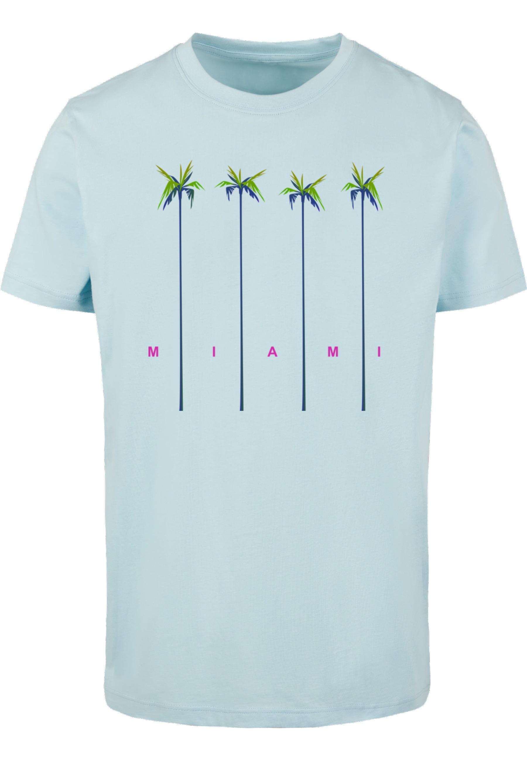 T-Shirt MisterTee "Mistertee Herren Miami Palms Tee", Herren, Gr. M, Oceanblau, 100% Baumwolle, Unifarben, Normal, Rundhals, Shirts T-Shirt