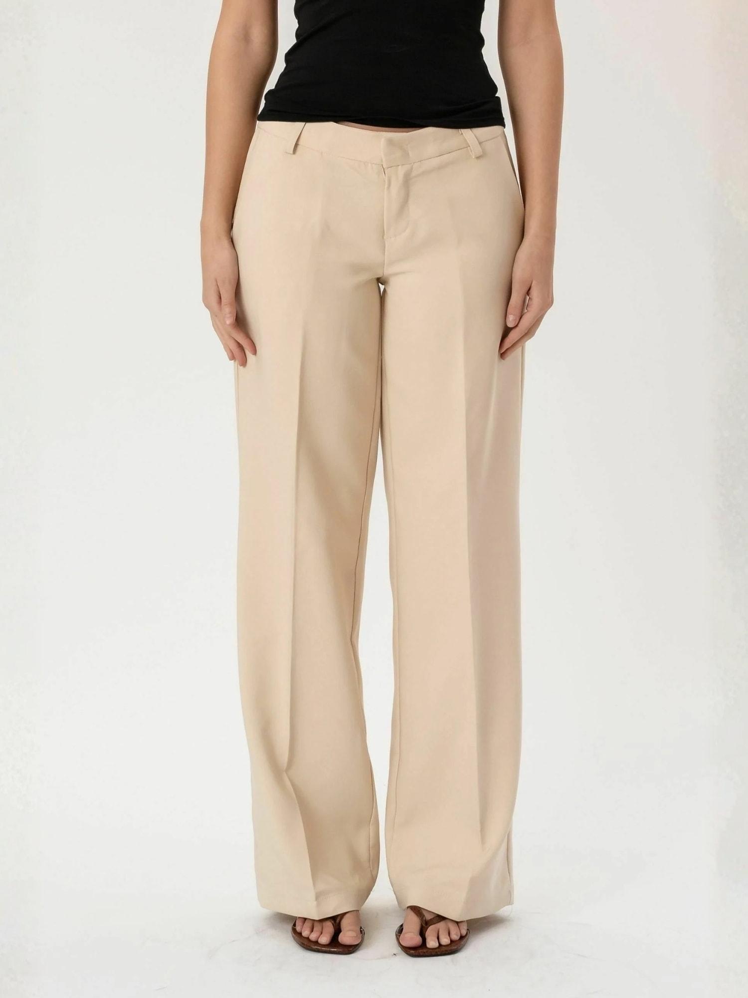 Chinohose Its May "Its May Trouser Low", Damen, Gr. S, NormalgrößEn, Beige, Obermaterial: 89% Polyester, 11% Elasthan, Hosen Chinohose