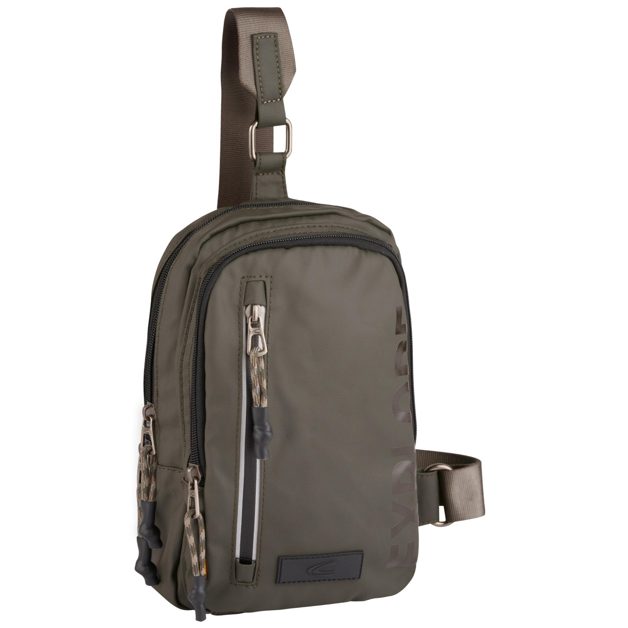 Cityrucksack Camel Active "Explore", Gr. B/H/T: 19,5Cm X 27Cm X 8,5Cm, GrüN, Nylon, Bedruckt, Beschichtet, Clean, Unifarben Mit FarbeinsäTzen, RucksäCke Cityrucksack, Wasserabweisendes Recyceltes Nylon Und Reflektierende ReißVerschlüSse
