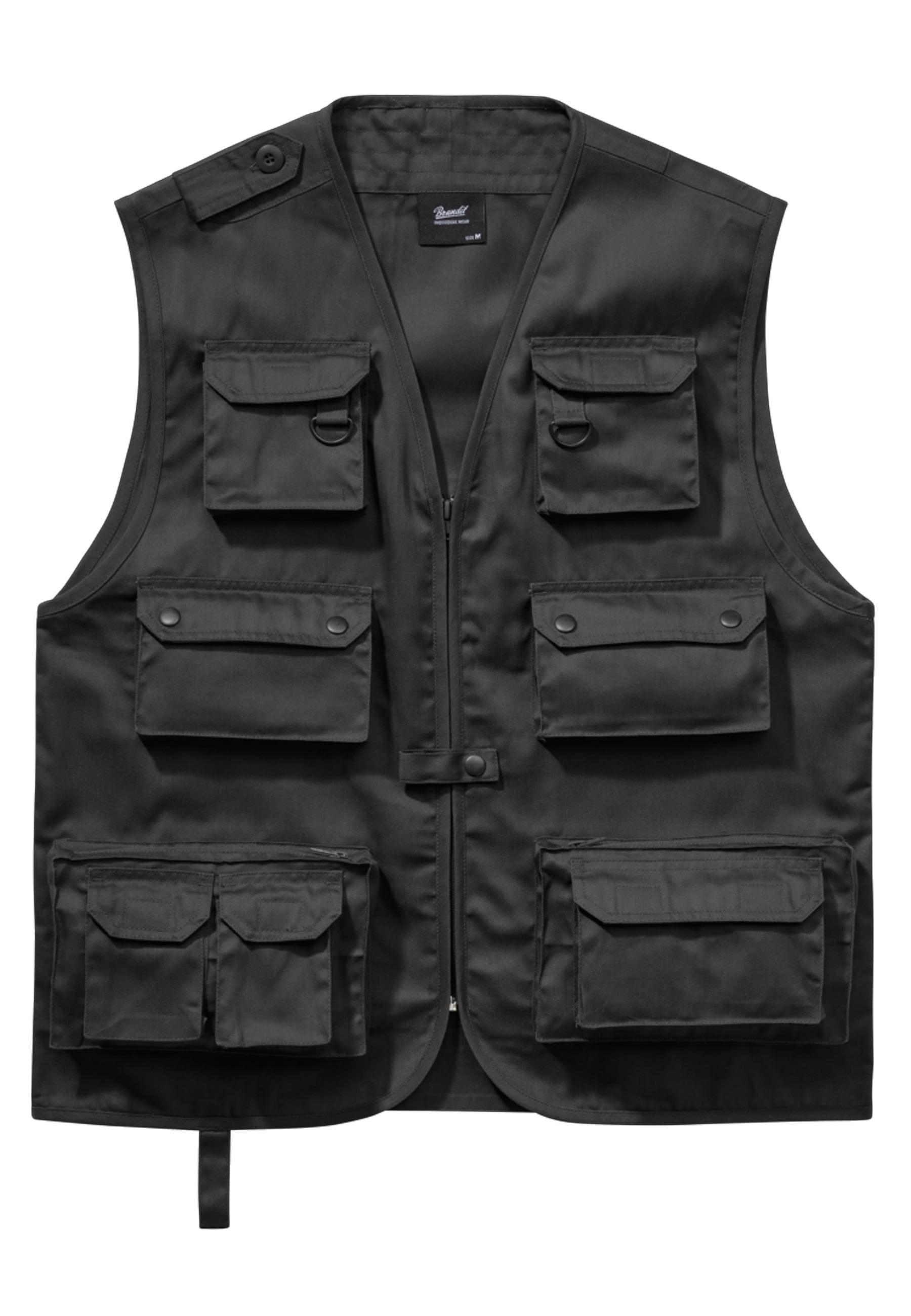 Funktionsweste Brandit "Brandit Herren Hunting Vest", Herren, Gr. Xl, Schwarz, 80% Polyester, 20% Baumwolle, Westen Funktionsweste