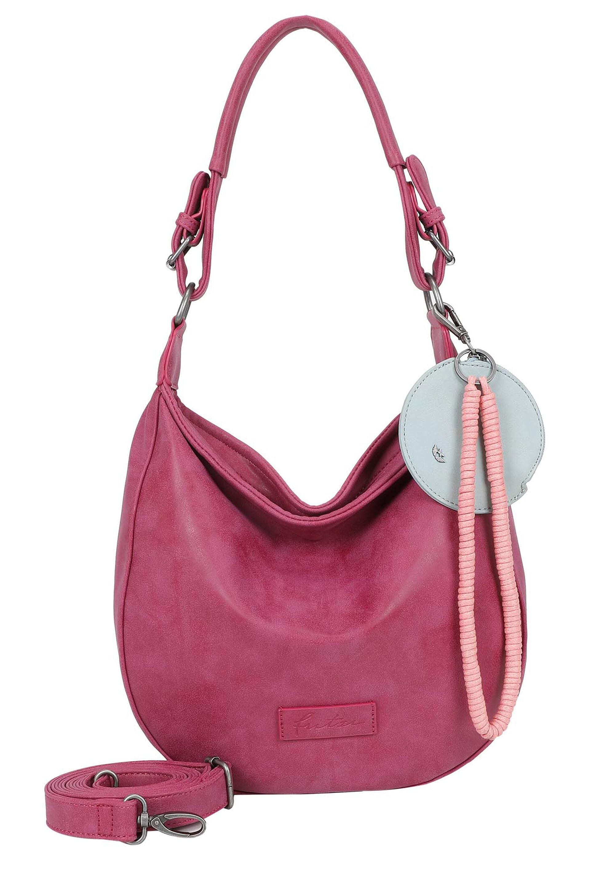 Schultertasche Fritzi aus Preussen "Fritzi Hobo", Damen, Gr. B/H/T: 33Cm X 31Cm X 10Cm Onesize, Pink (True Berry), 100% Polyurethan, Unifarben, Taschen Schultertasche, Mit Crossbody-Tragefunktion