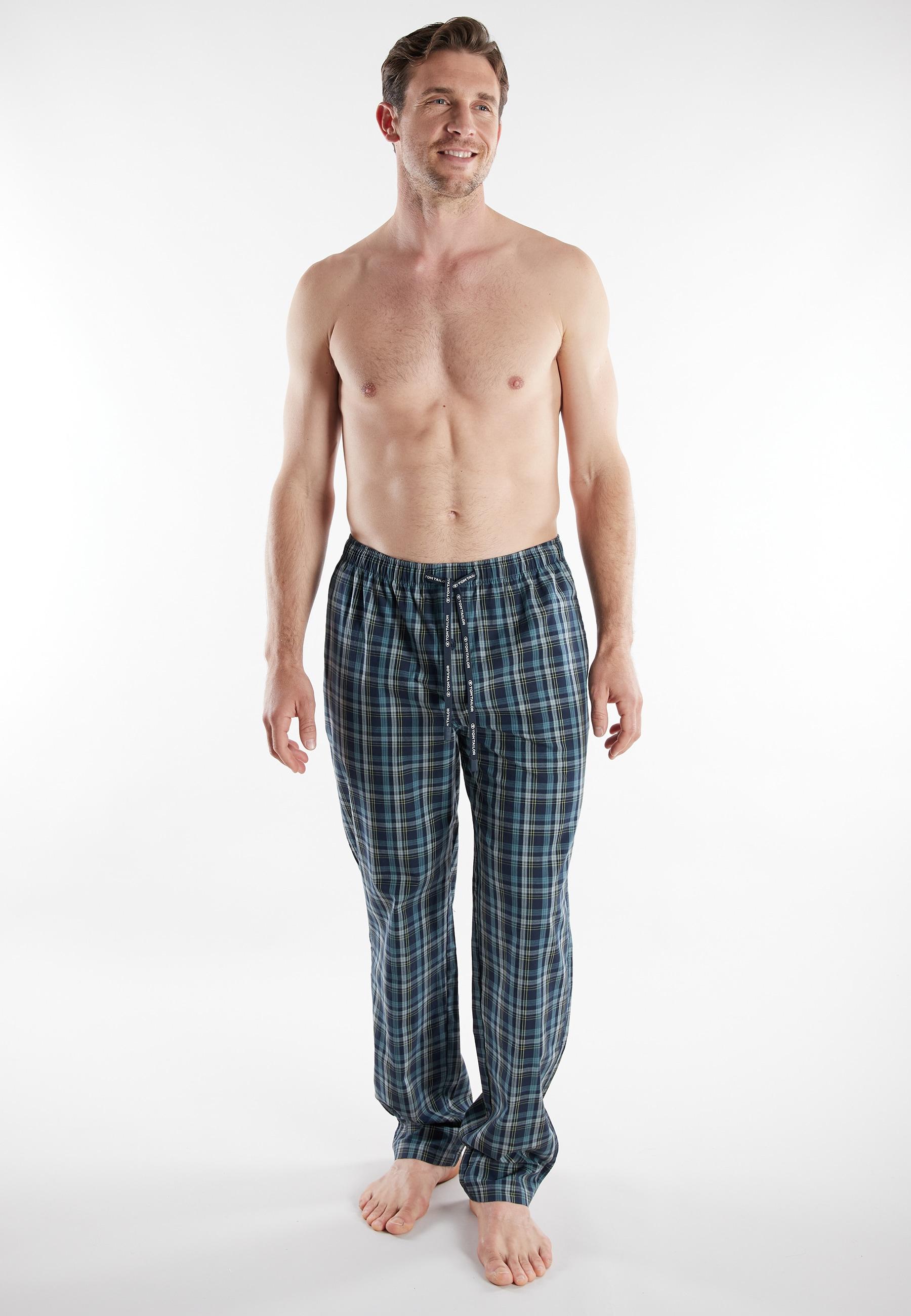 Pyjamahose Tom Tailor, Herren, Gr. 54, N-Gr, Blau, Mittel, Karo, Popeline, Obermaterial: 100% Baumwolle, Hosen Pyjamahose