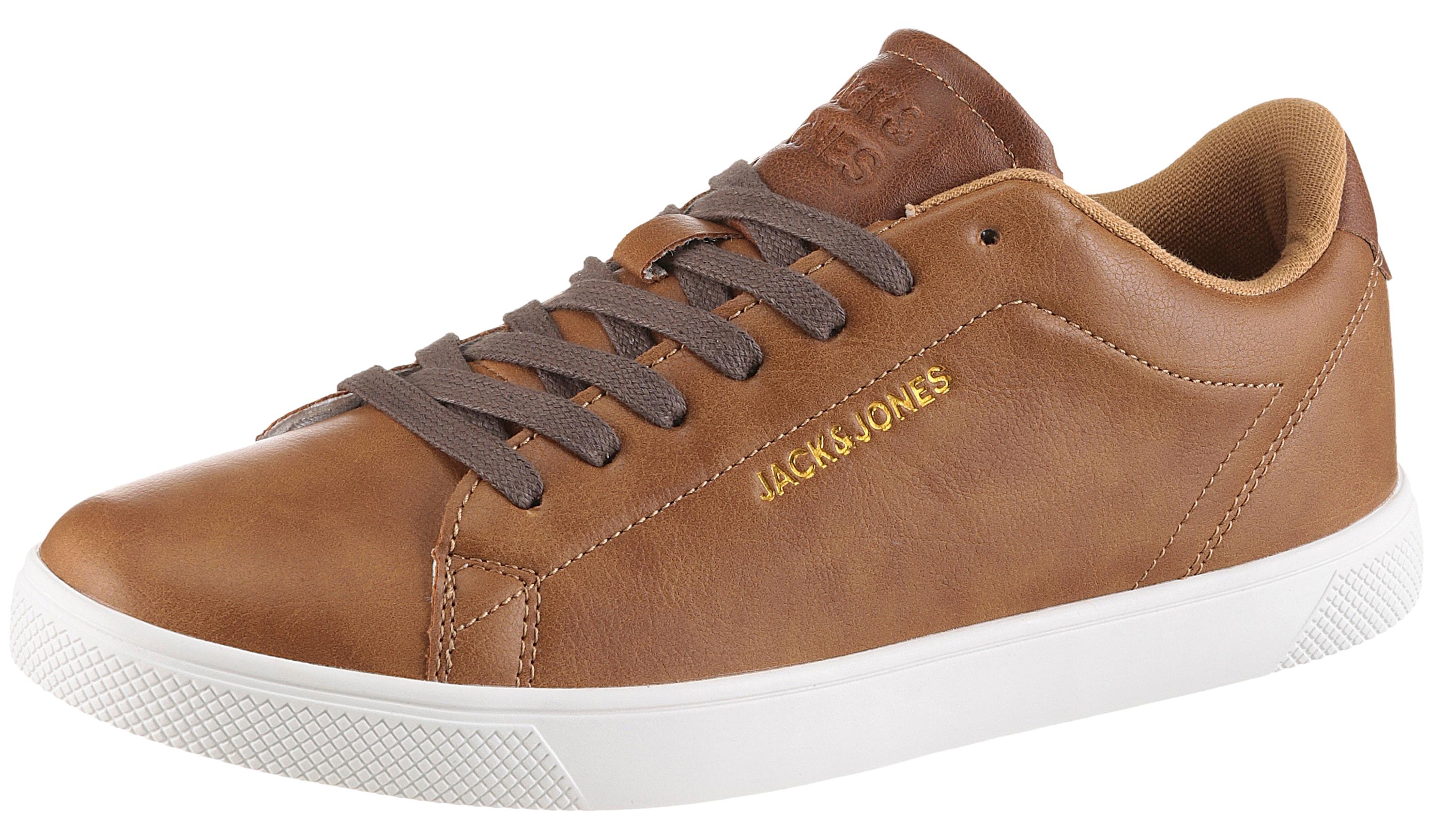 Sneaker Jack & Jones "Jfwbosley", Herren, Gr. 43, Cognac, Lederimitat, Schuhe Sneaker, Mit Heller Laufsohle