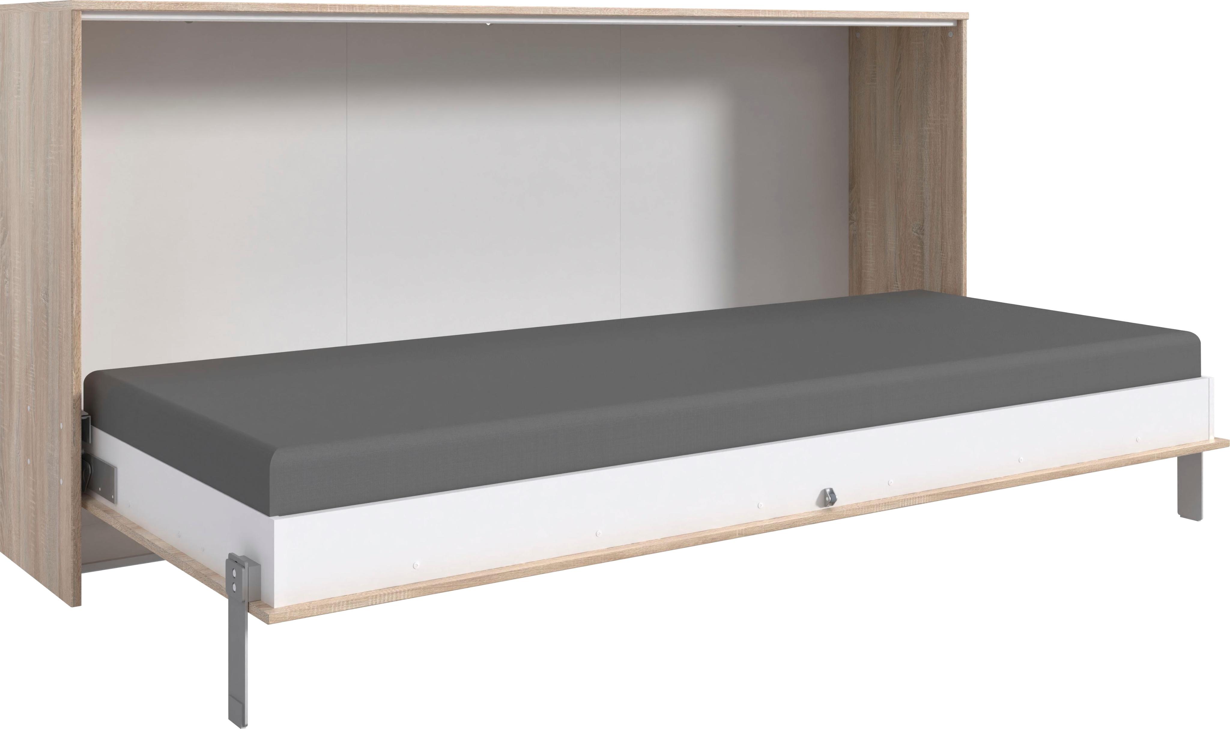 Schrankbett wimex "Juist Schrankklappbett GäStebett", Braun (Eiche SäGerau Nachbildung), H:105Cm, Schrankbetten, Horizontal Klappbar, 3 LiegefläChen, Mit Lattenrost, Made In Germany