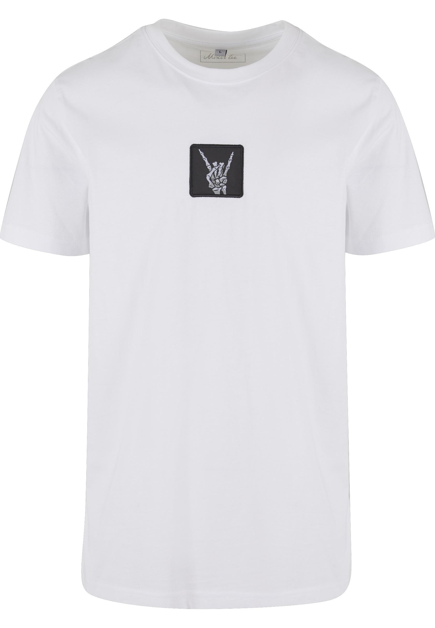 T-Shirt Mistertee "Mistertee Herren Skelett Patch Tee", Jungen, Gr. Xs, Weiß, 100% Baumwolle, Bedruckt, Normal, Rundhals, Shirts T-Shirt