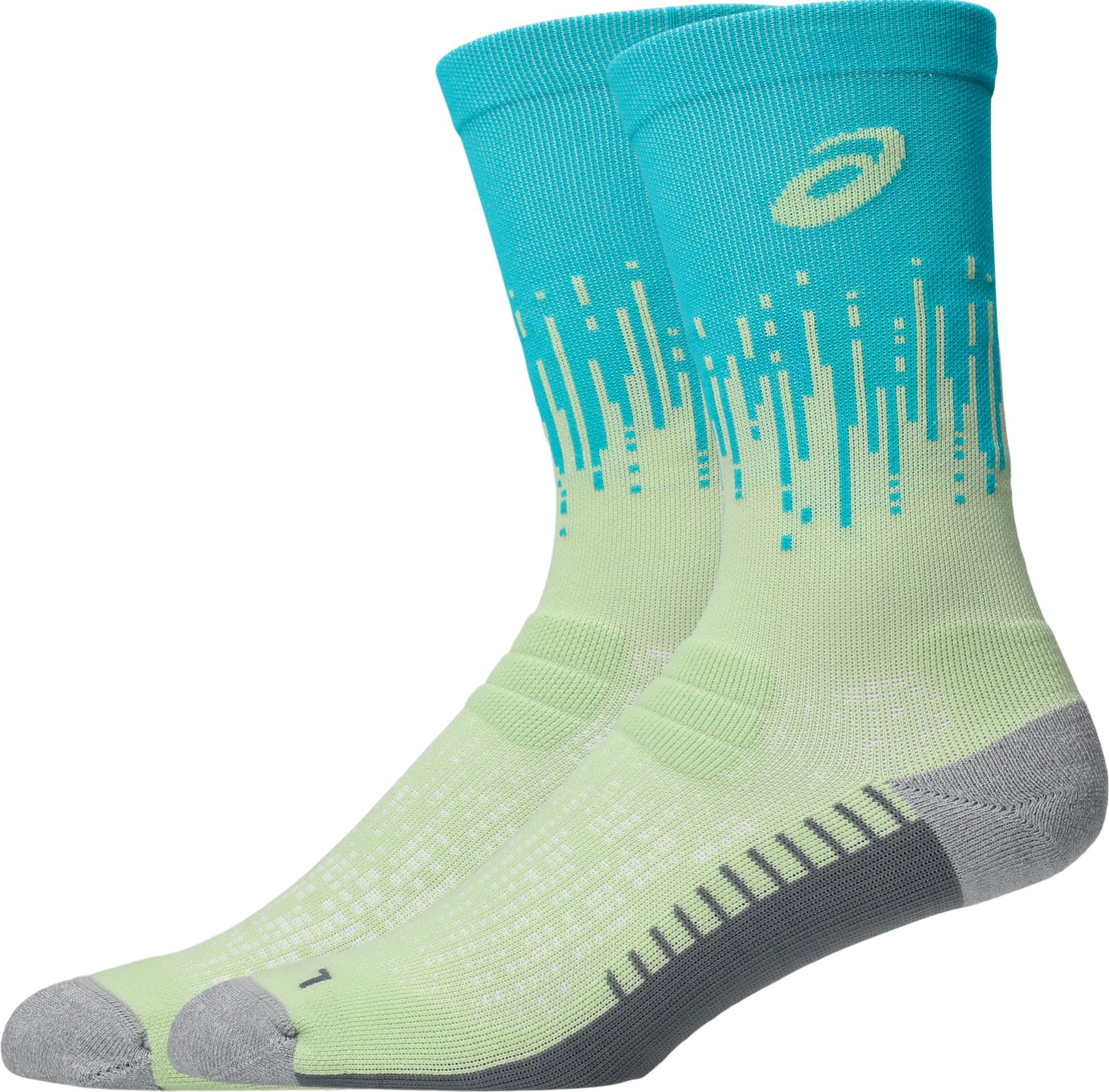 Laufsocken Asics "Performance Run Sock Crew", Damen, Gr. S (35/38), Illuminate Gelb, Energy Aqua, Obermaterial: 88% Polyamid, 9% Polypropylen, 3% Elasthan, Socken, Mit DäMpfung, Mit Mesh-Knit-Gewebe
