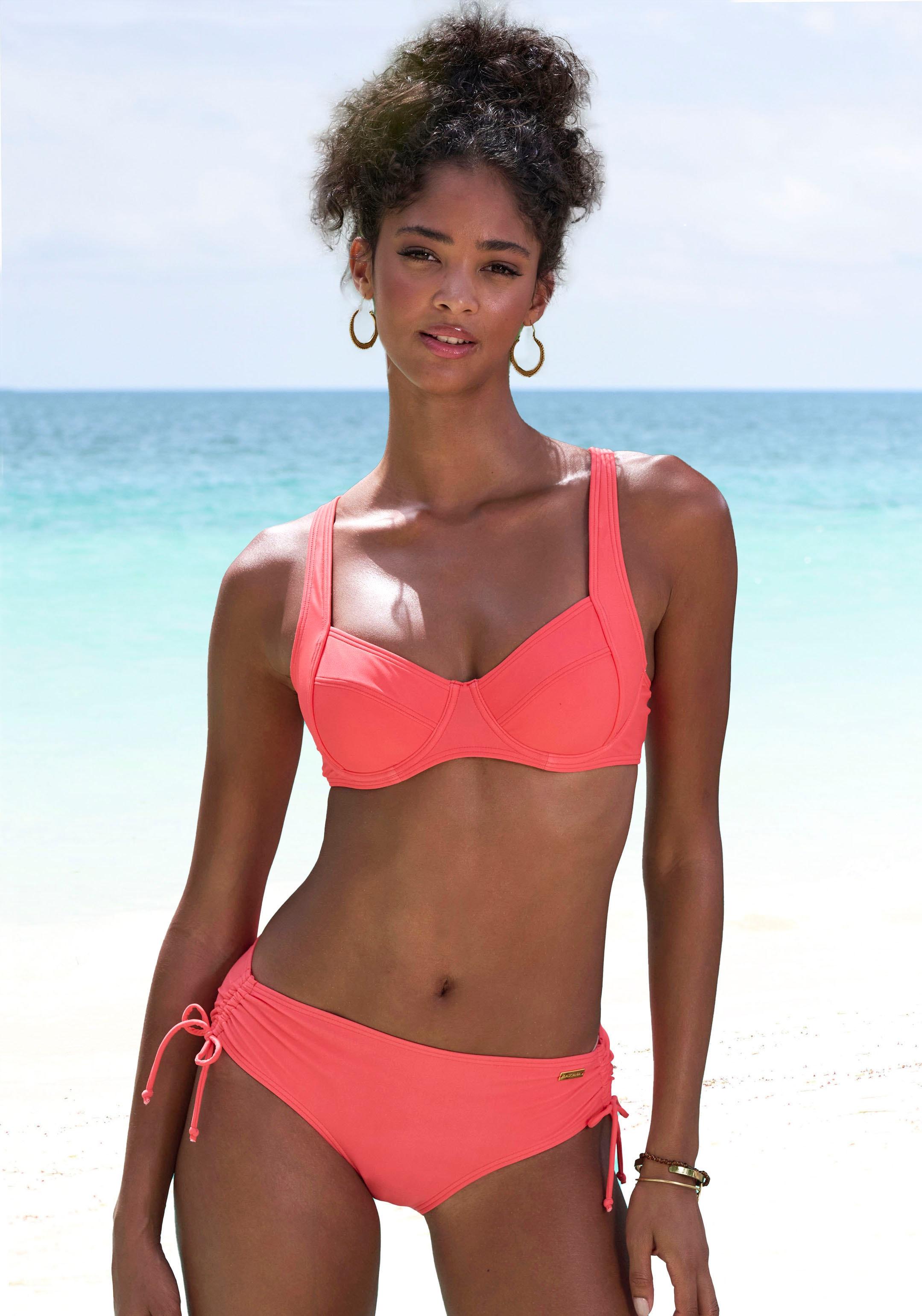 BüGel-Bikini-Top Lascana "Lolo", Damen, Gr. 36, Cup B, Orange (Koralle), Elasthan, Recycling-Polyamid, Unifarben, Bikini-Oberteile, In Modischer Schnittform