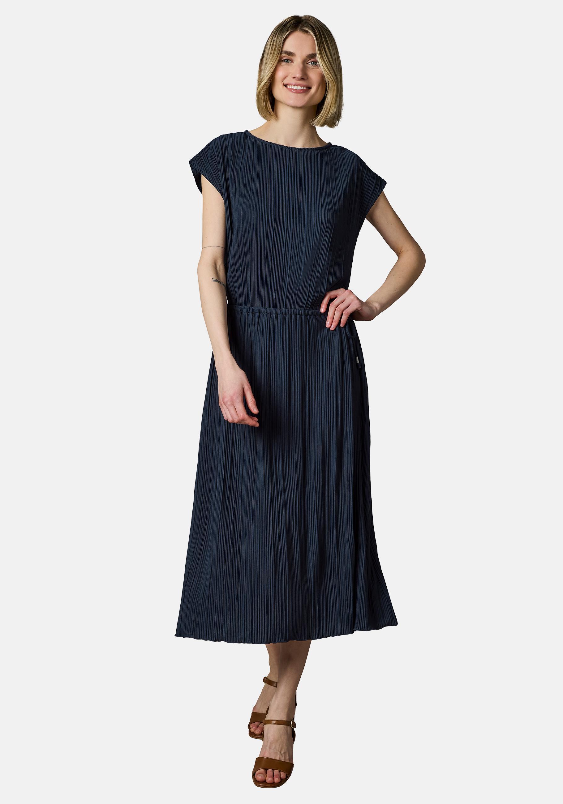 Plisseekleid Ragwear "Galit Youmodo", Damen, Gr. L (40), NormalgrößEn, Navy, Material: 65% Polyester, 35% Viskose, Figurumspielend Ca. Mitte Wade, Ohne Ausschnitt, FledermausäRmel, Kleider, Lockeres Plissee-Sommerkleid