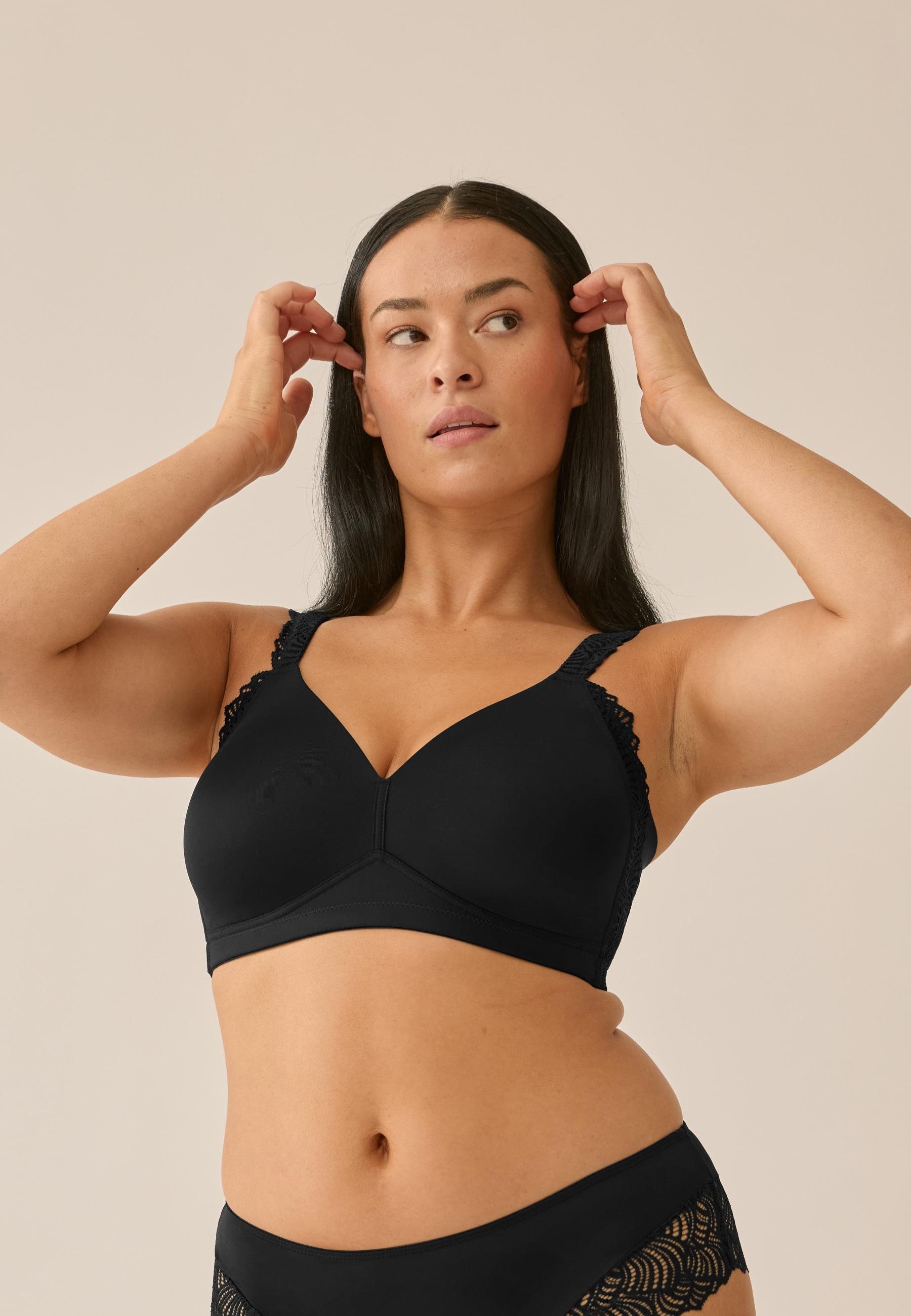 BüGelloser Bh Naturana "The Friday", Damen, Gr. 75, Cup C, Schwarz, Obermaterial: 87% Polyamid, 13% Elasthan, Unifarben, Bequem, Bhs, Vorgeformte Cups, Breite TräGer, Ohne BüGel, Mit Spitze, Bequem