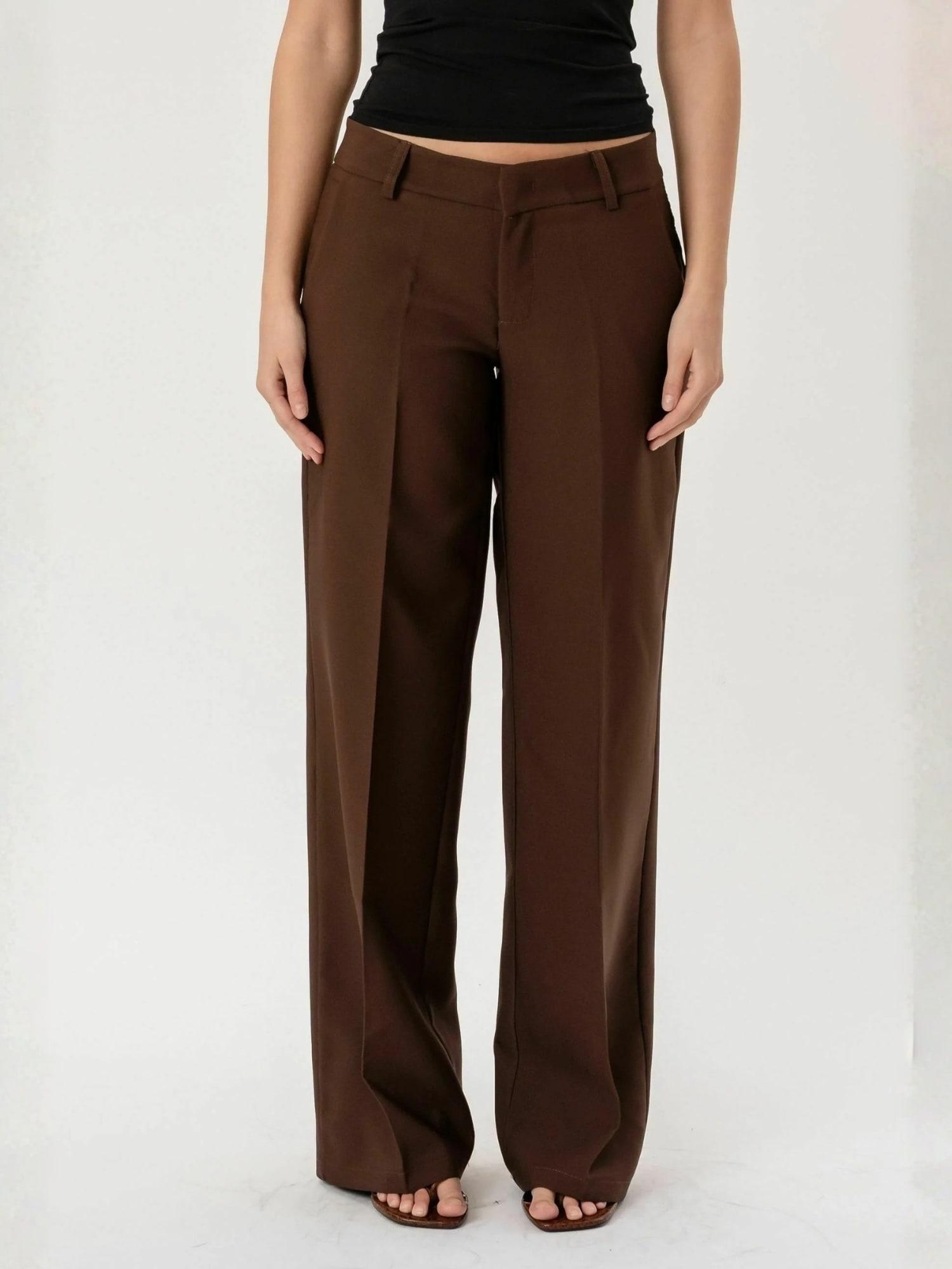 Chinohose Its May "Its May Trouser Low", Damen, Gr. M, NormalgrößEn, Braun, Obermaterial: 89% Polyester, 11% Elasthan, Hosen Chinohose