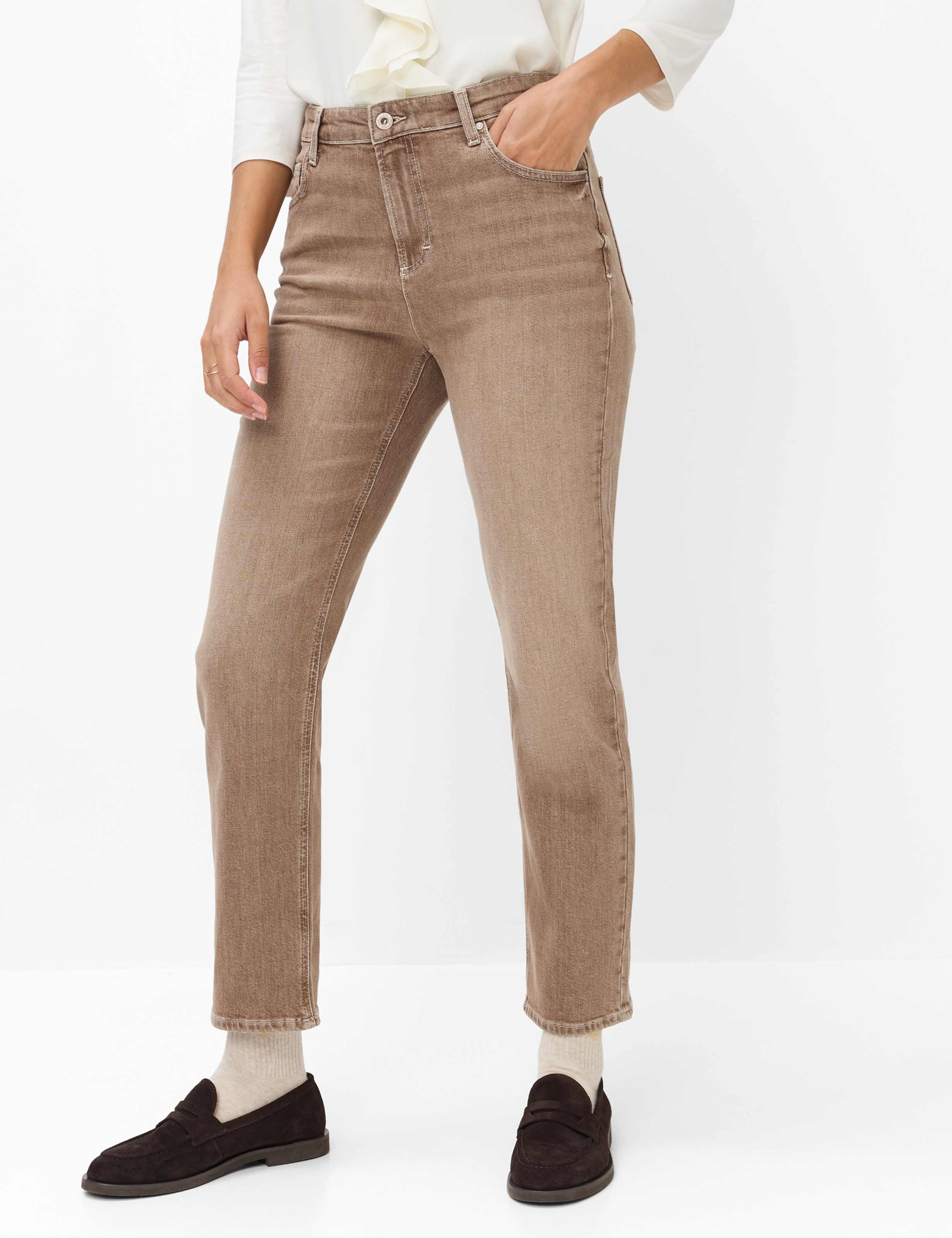 Brax Damen Five-Pocket-Hose Style MADISON S WALNUT, denim braun, Gr. 42L