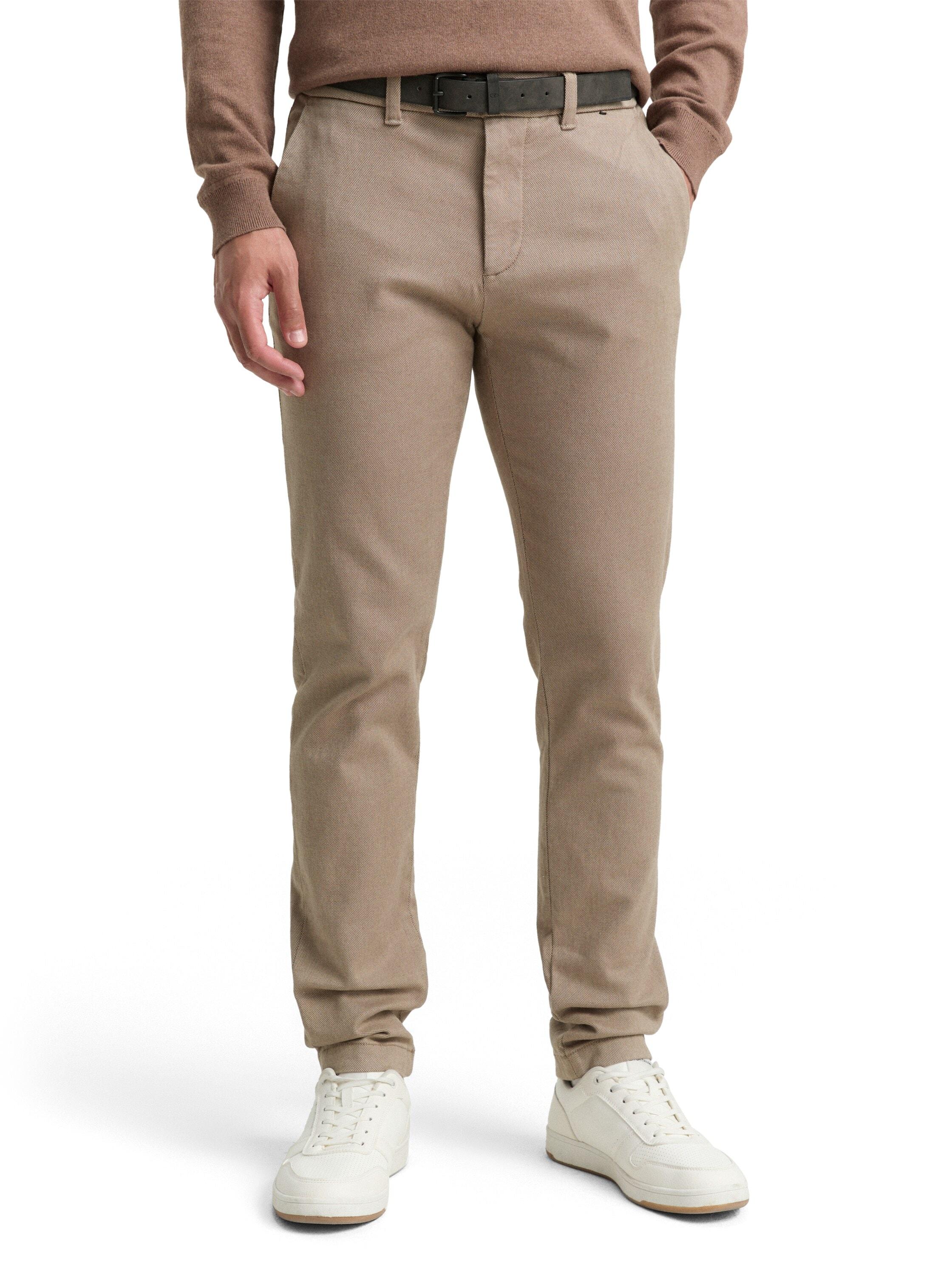 Chinohose Tom Tailor, Herren, Gr. 36, LäNge 32, Beige Braun Zig Zag Structure, Obermaterial: 97% Baumwolle, 3% Elasthan, Slim Fit Lang, Hosen Chinohose, Mit Dezenter Struktur