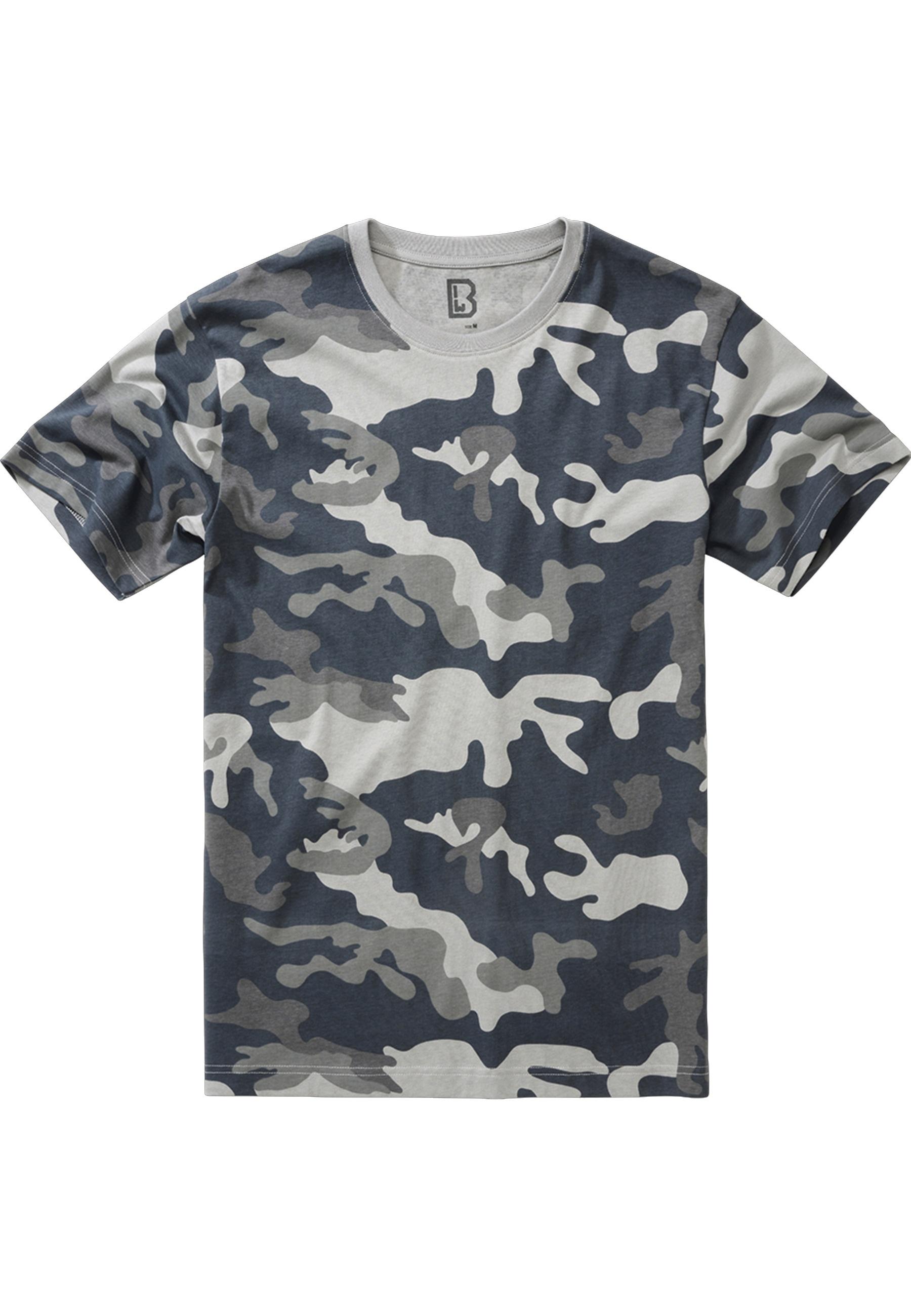 Kurzarmshirt Brandit "Brandit Herren Brandit Premium Shirt", Herren, Gr. Xxl, Grau (Grau Camo), 100% Baumwolle, Unifarben, Normal, Rundhals, Shirts