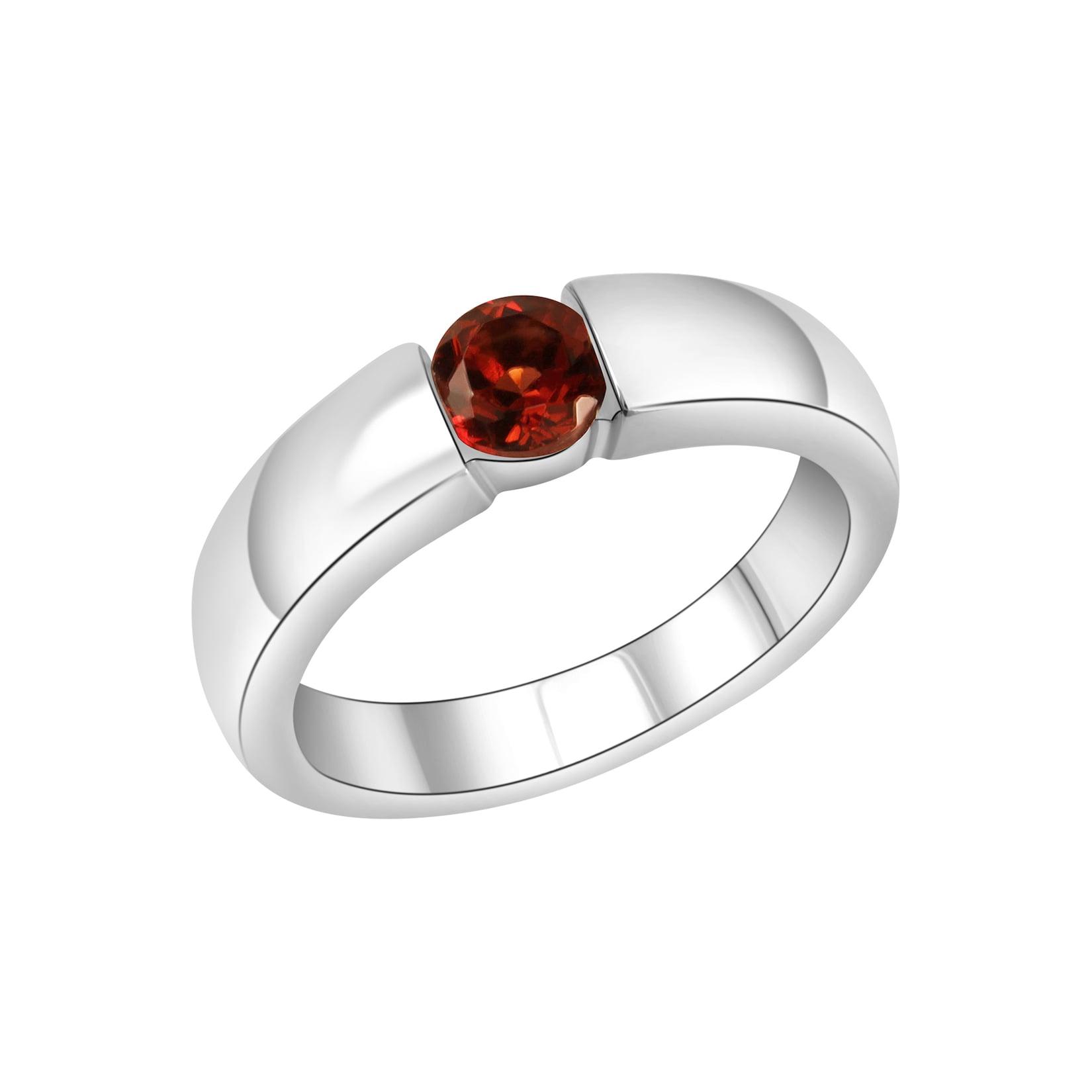 Jamelli Ring Silber 925 rhodiniert mit echtem Granat