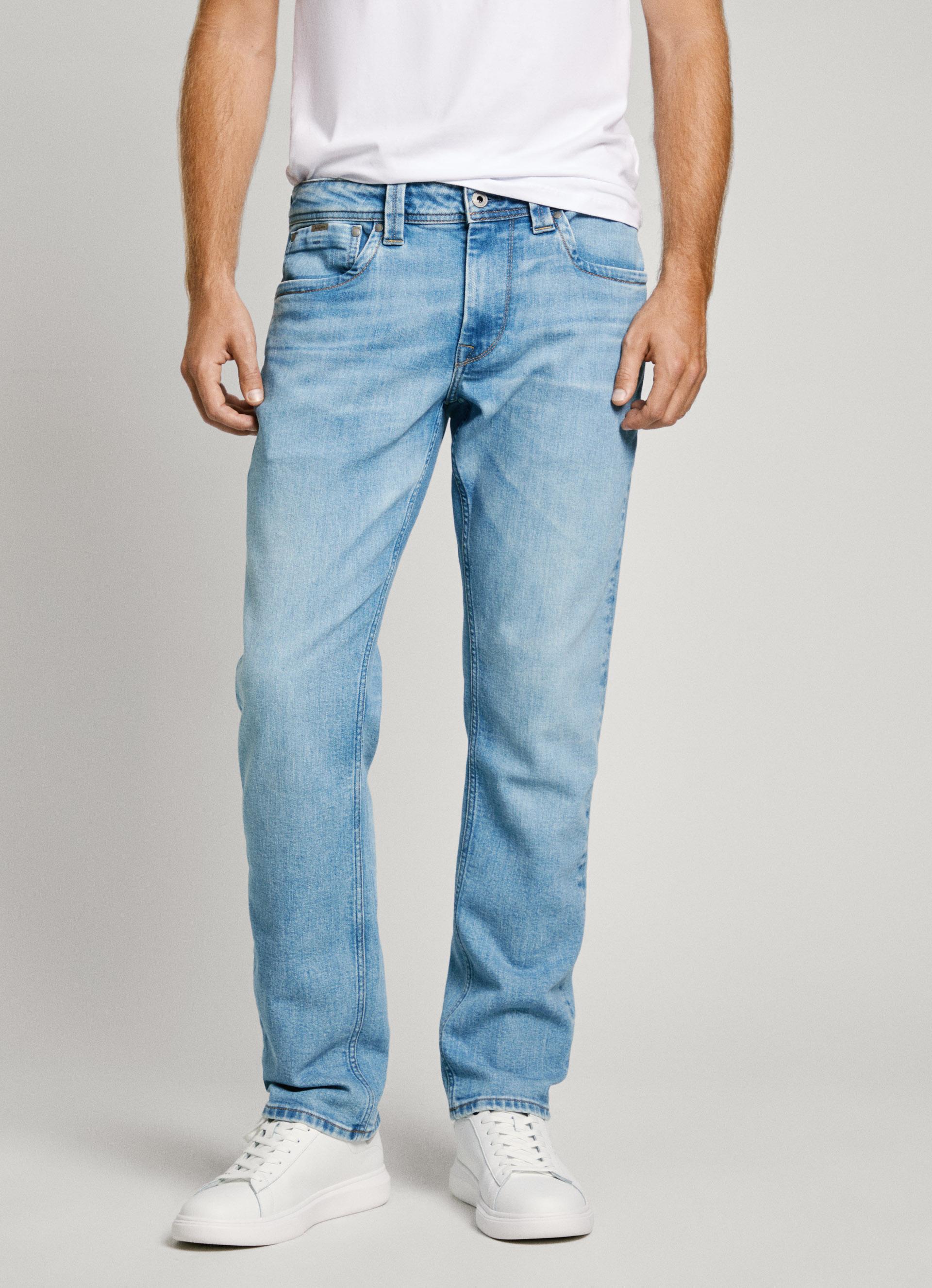 Straight-Jeans Pepe Jeans "Cash", Herren, Gr. 36, LäNge 30, Blau (Light Used Wiser), Denim/Jeans, Obermaterial: 89% Baumwolle, 10% Polyester, 1% Elasthan, Leichte Abriebeffekte, Normal Lang, Jeans Straight-Jeans, Regular Waist
