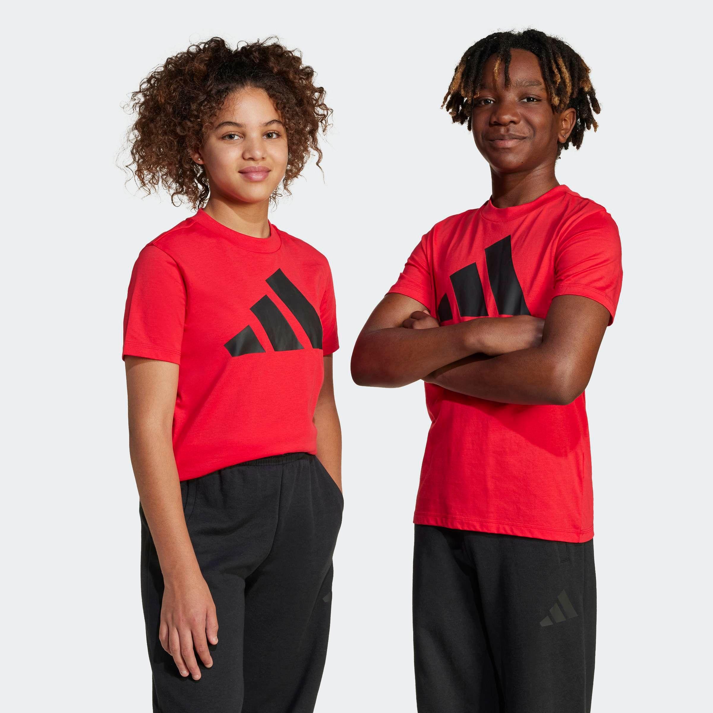 T-Shirt adidas Sportswear "Essentials Kids", MäDchen, Gr. 176, Rot (Pure Ruby, Schwarz), Obermaterial: 100% Baumwolle, Normal, Rundhals, Shirts T-Shirt, FüR Kinder Und Teens, Mit Rundhalsausschnitt, Aus 100 % Baumwolle