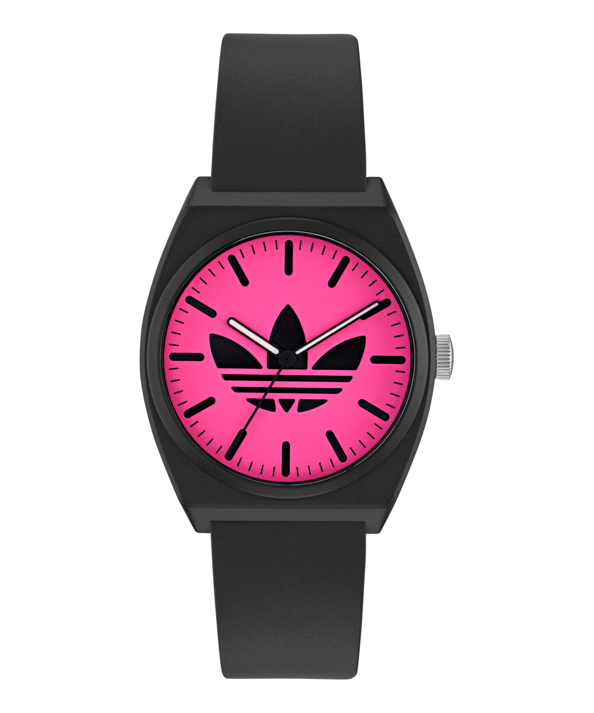 Quarzuhr adidas originals "Project Two", Schwarz (Schwarz, Pink), Armbanduhren, Damen, Quarzuhr, Armbanduhr, Herrenuhr, Damenuhr, Resinarmband, Acrylglas
