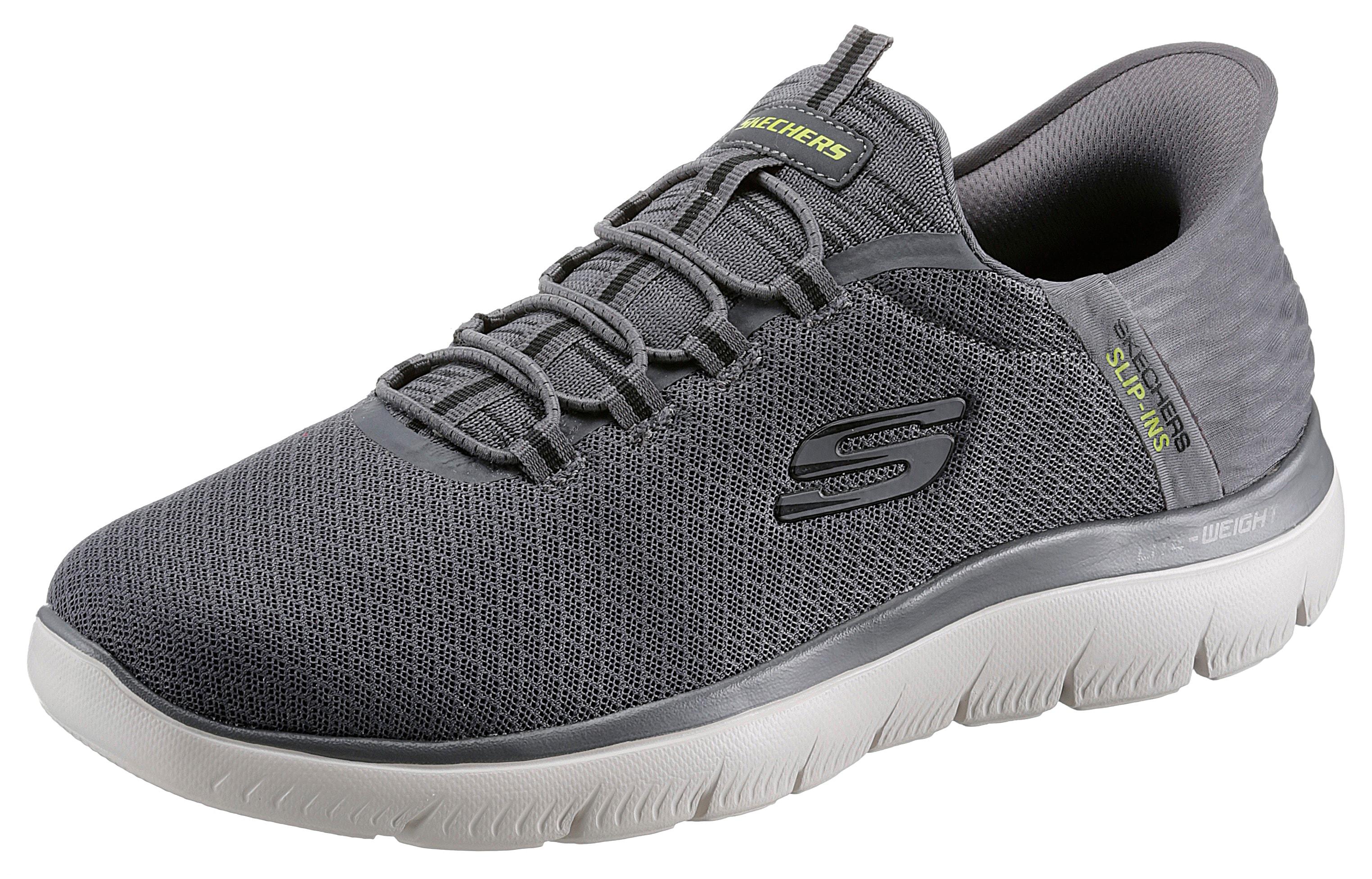 Slip-On Sneaker Skechers "SUMMITS-HIGH Range", Herren, Gr. 43, Grau, Textil, Schuhe, Freizeitschuh Mit Slip Ins-Fersenpart FüR Einen Leichten Einstieg