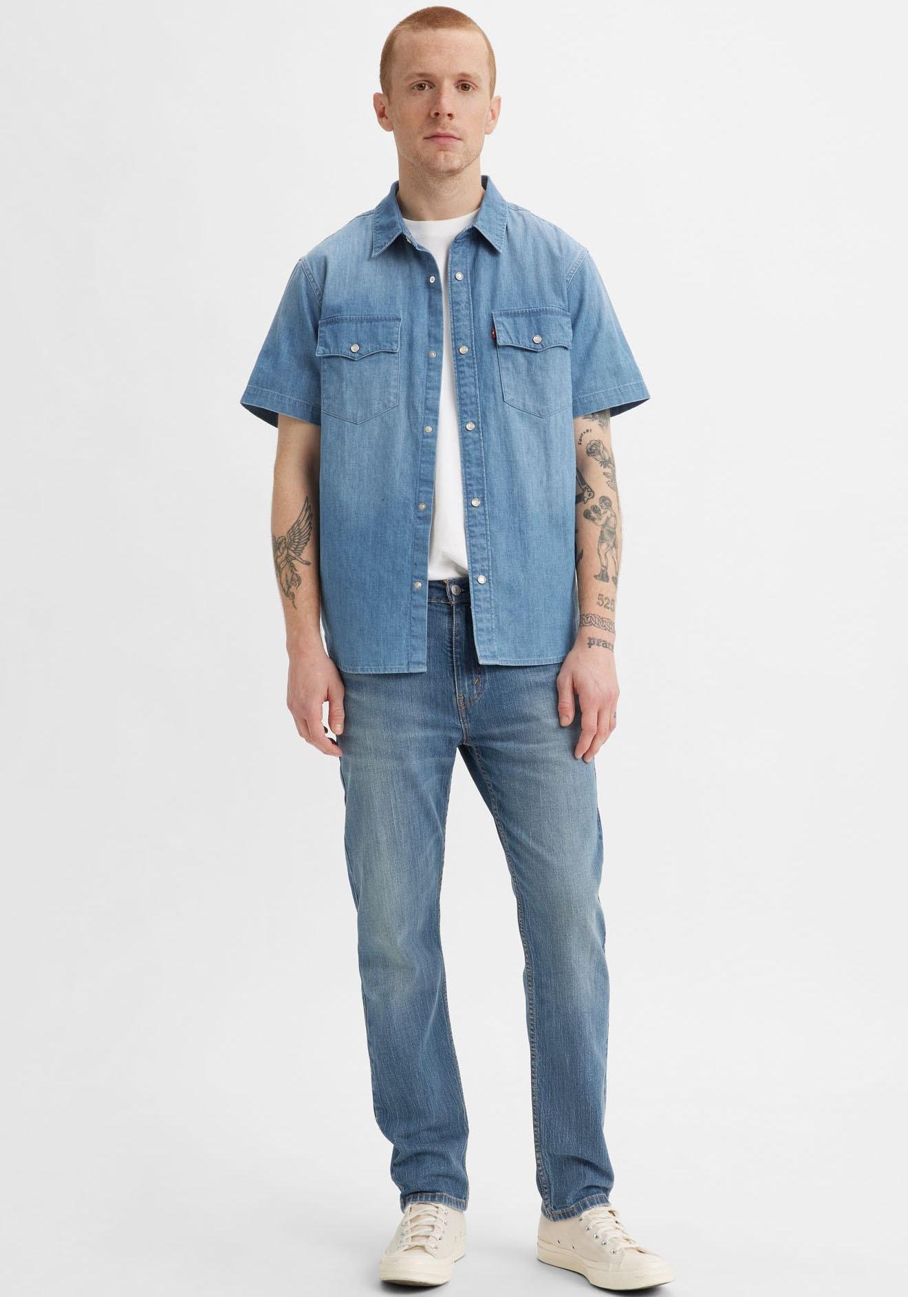 Tapered-Fit-Jeans Levi's "502 Taper", Herren, Gr. 31, LäNge 32, Blau (And Another One), Denim/Jeans, Obermaterial: 99% Baumwolle, 1% Elasthan, Basic, Loose Fit KnöChellang, Jeans, In Elegantem, Modernem Stil
