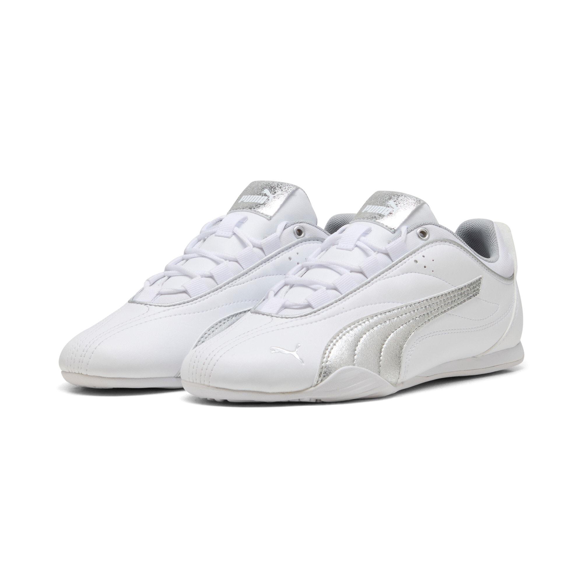 Sneaker Puma "Catch Soleil Metallic Whisper", Damen, Gr. 40,5, Puma Weiß, Puma Silber, Synthetik, Unifarben, Schuhe Sneaker, FüR Sportlichen Look, Mit Gummi-Laufsohle, Mit SchnüRung