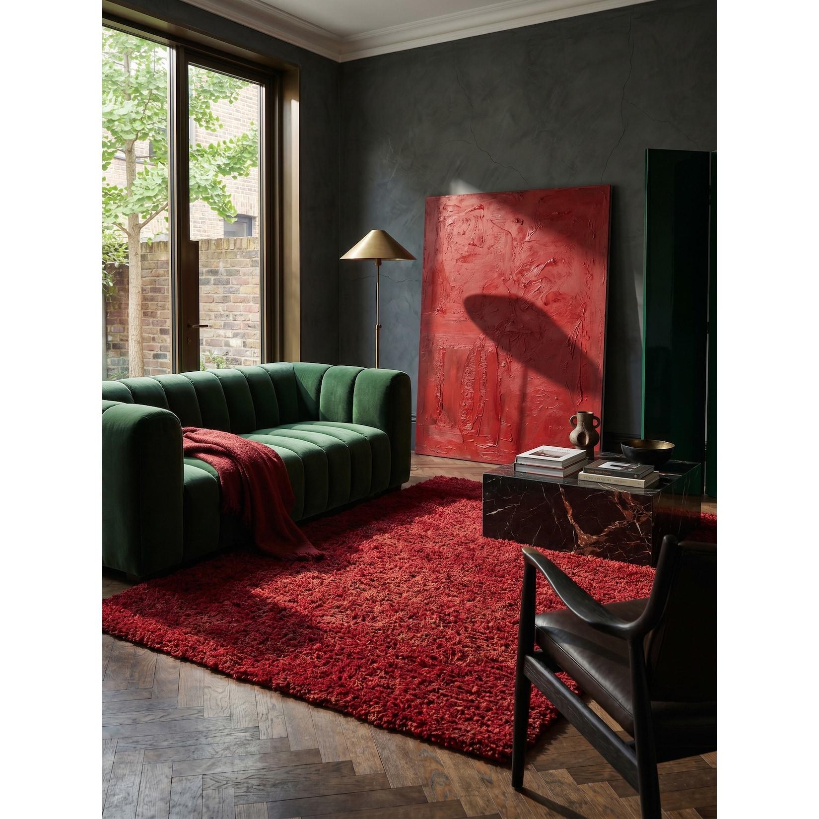 KADIMA DESIGN Hochflorteppich RHEIN, einfarbig, aus Polypropylen, Rot, 140 x 200 cm