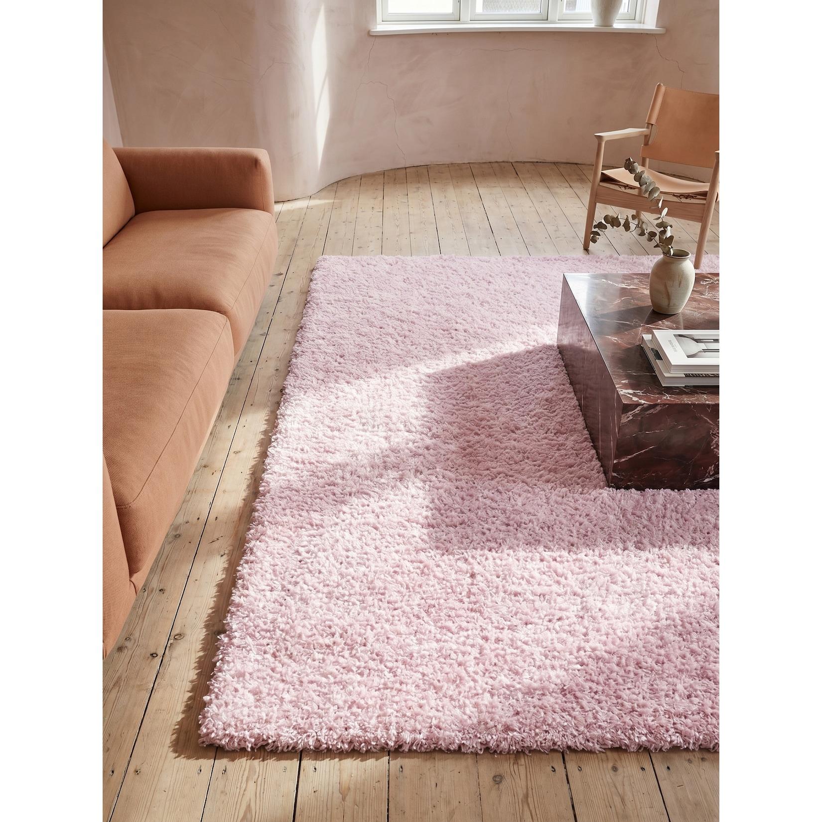 KADIMA DESIGN Hochflorteppich RHEIN, einfarbig, aus Polypropylen, Rosa, 240 x 340 cm