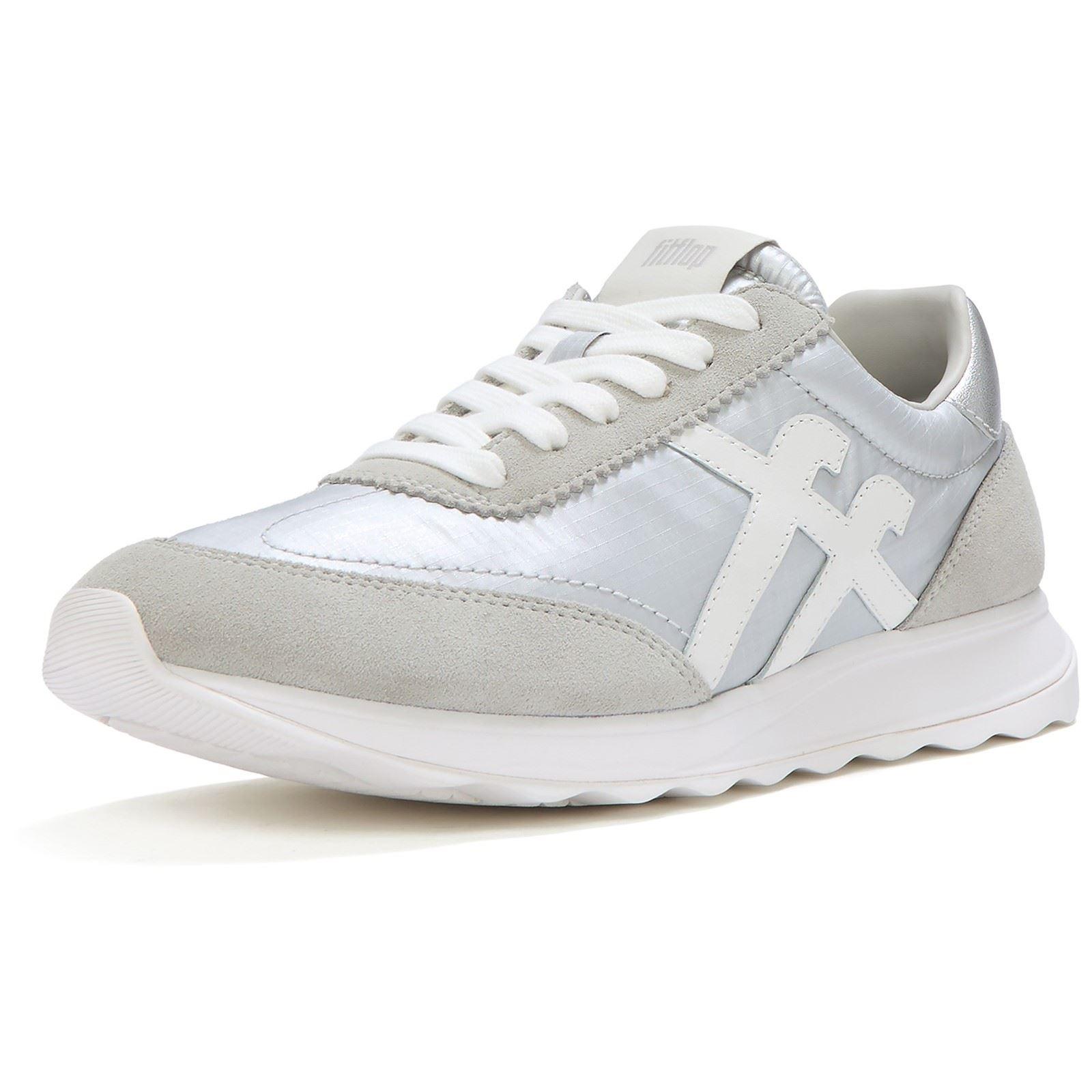 fitflop Retro-Q FF Nylon Damen Sneakers Silber/StäDtisches Weiß