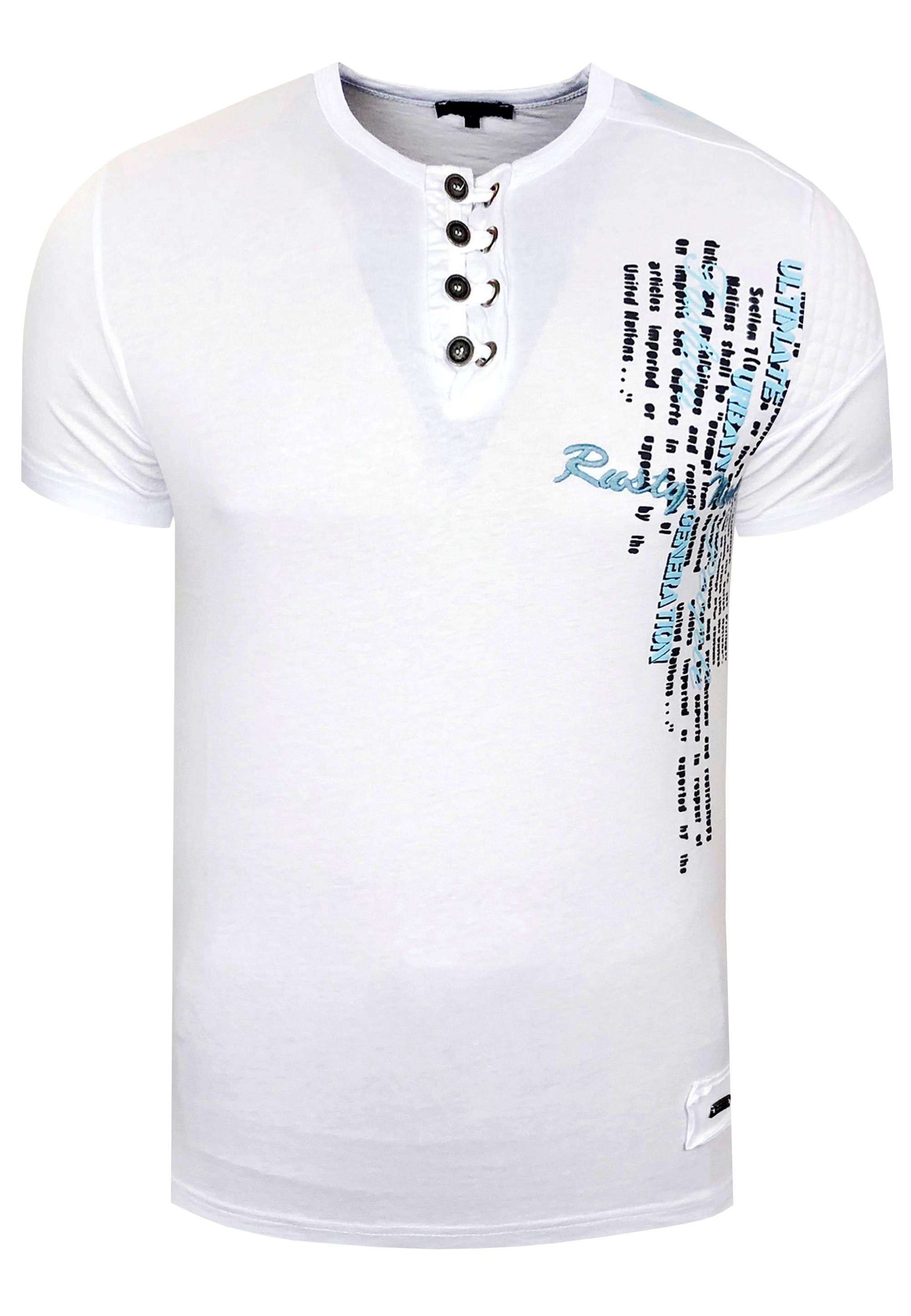 Oil-Washed T-Shirt Mit Knopfleiste