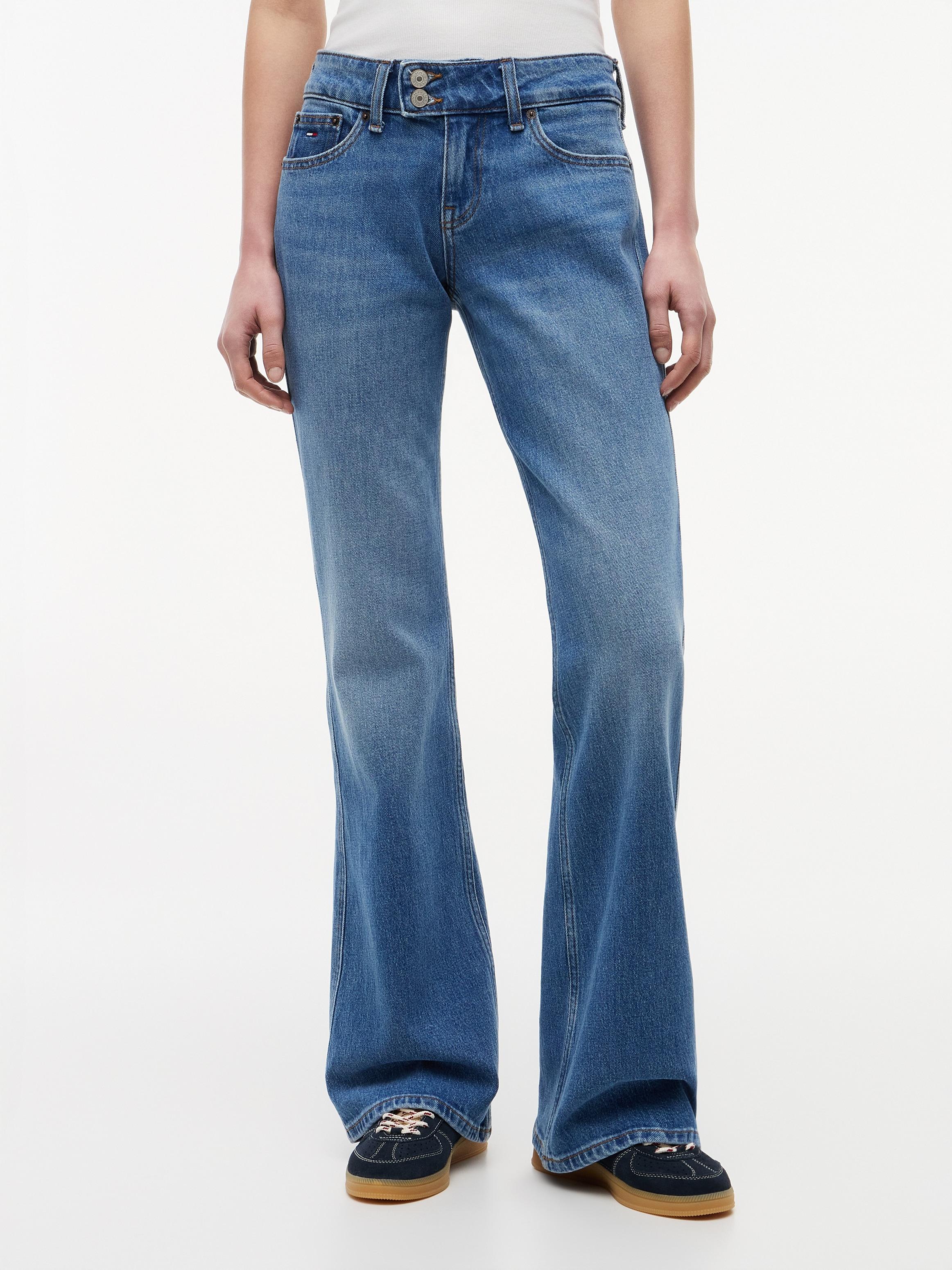 Bootcut-Jeans Tommy Jeans "Sia Low Bootcut BJ0133", Damen, Gr. 29, LäNge 32, Denim Medium, Denim/Jeans, Obermaterial: 99% Baumwolle, 1% Elasthan, Unifarben, Lang, Jeans, Baumwollmischung, Low Waist