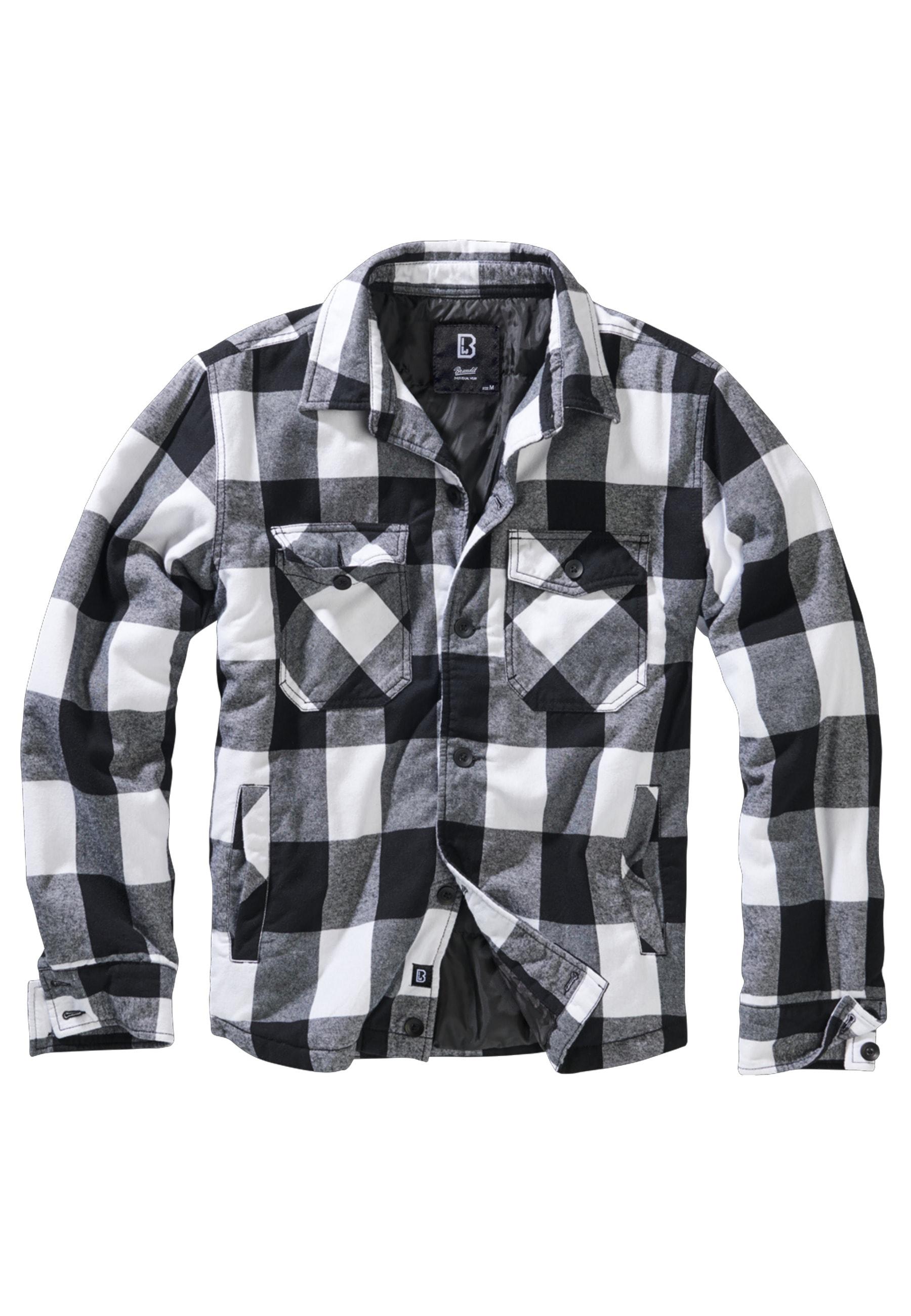 Anorak Brandit "Brandit Herren Lumberjacket", Herren, Gr. Xxl, Schwarz-Weiß (Weiß, Schwarz), 100% Baumwolle, Kariert, Normal, Amerikanischer Ausschnitt, Jacken