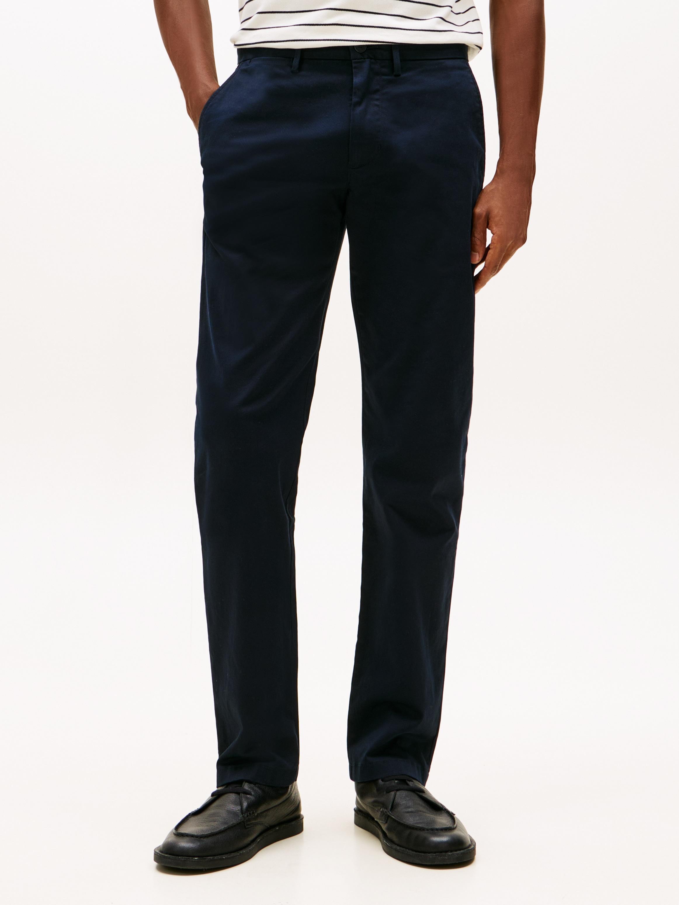 Chinohose Tommy Hilfiger "Chino Denton 1985 Pima Co", Herren, Gr. 36, LäNge 32, Blau, Web, Obermaterial: 96% Baumwolle, 4% Elasthan, Unifarben, Straight Fit Lang, Hosen Chinohose, Straight Fit