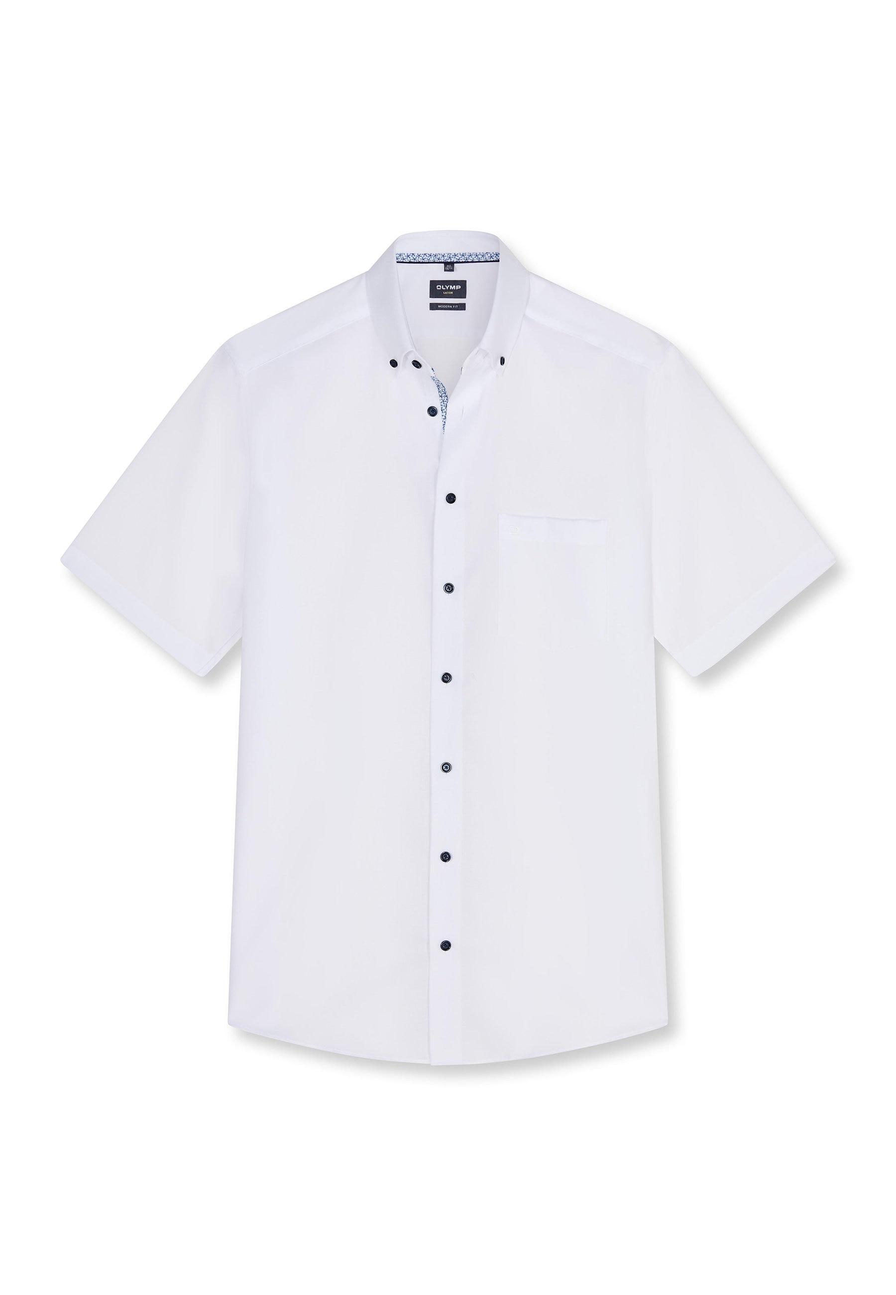 Businesshemd Olymp "Olymp Luxor, Modern Fit, Button-Down", Herren, Gr. 39, Normaler Arm, Weiß, 100% Baumwolle, Hemden