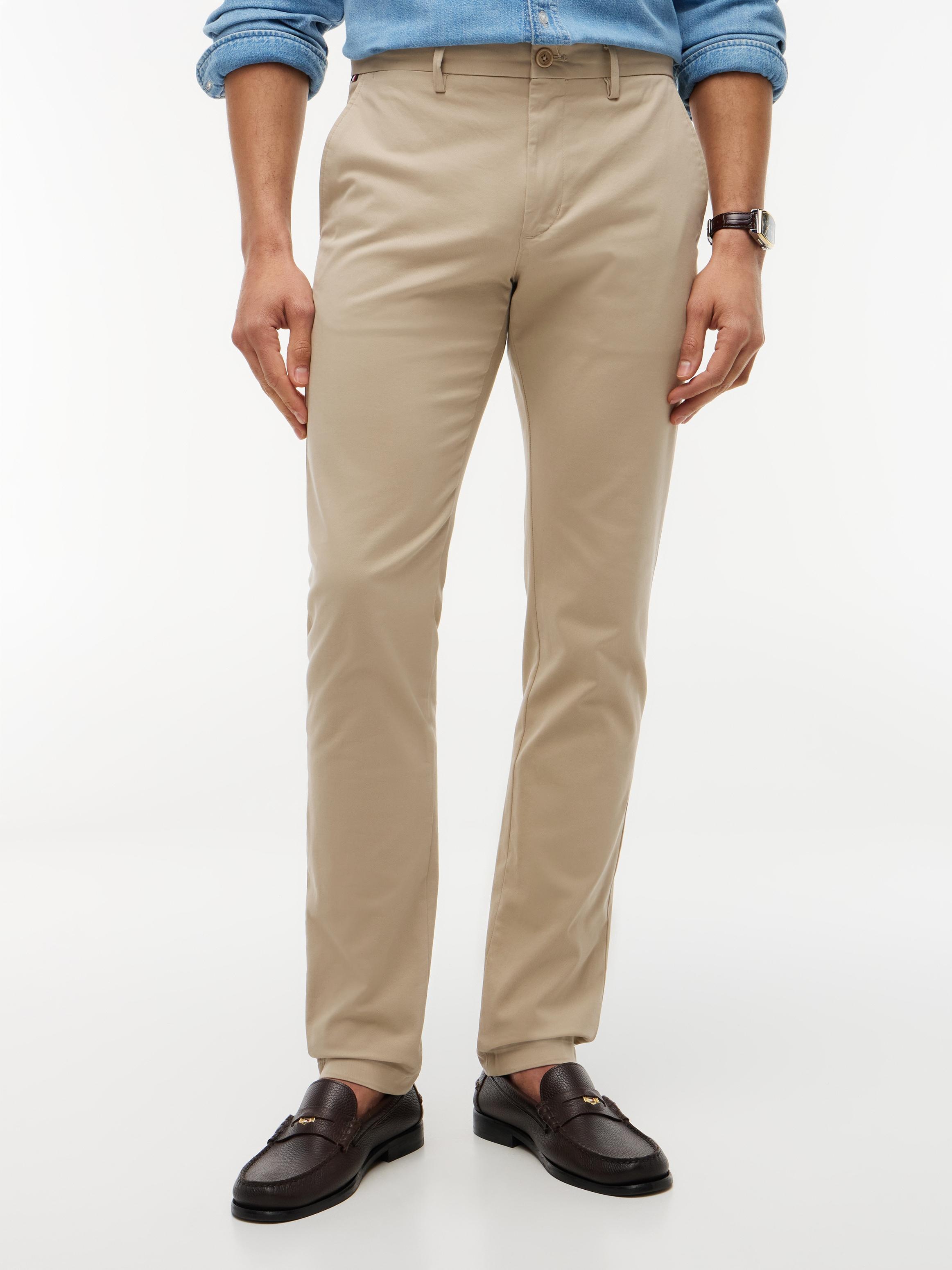 Chinohose Tommy Hilfiger "Chino Bleecker 1985 Pima Co", Herren, Gr. 33, LäNge 32, Beige, Twill, Obermaterial: 96% Baumwolle, 4% Elasthan, Normal, Hosen Chinohose