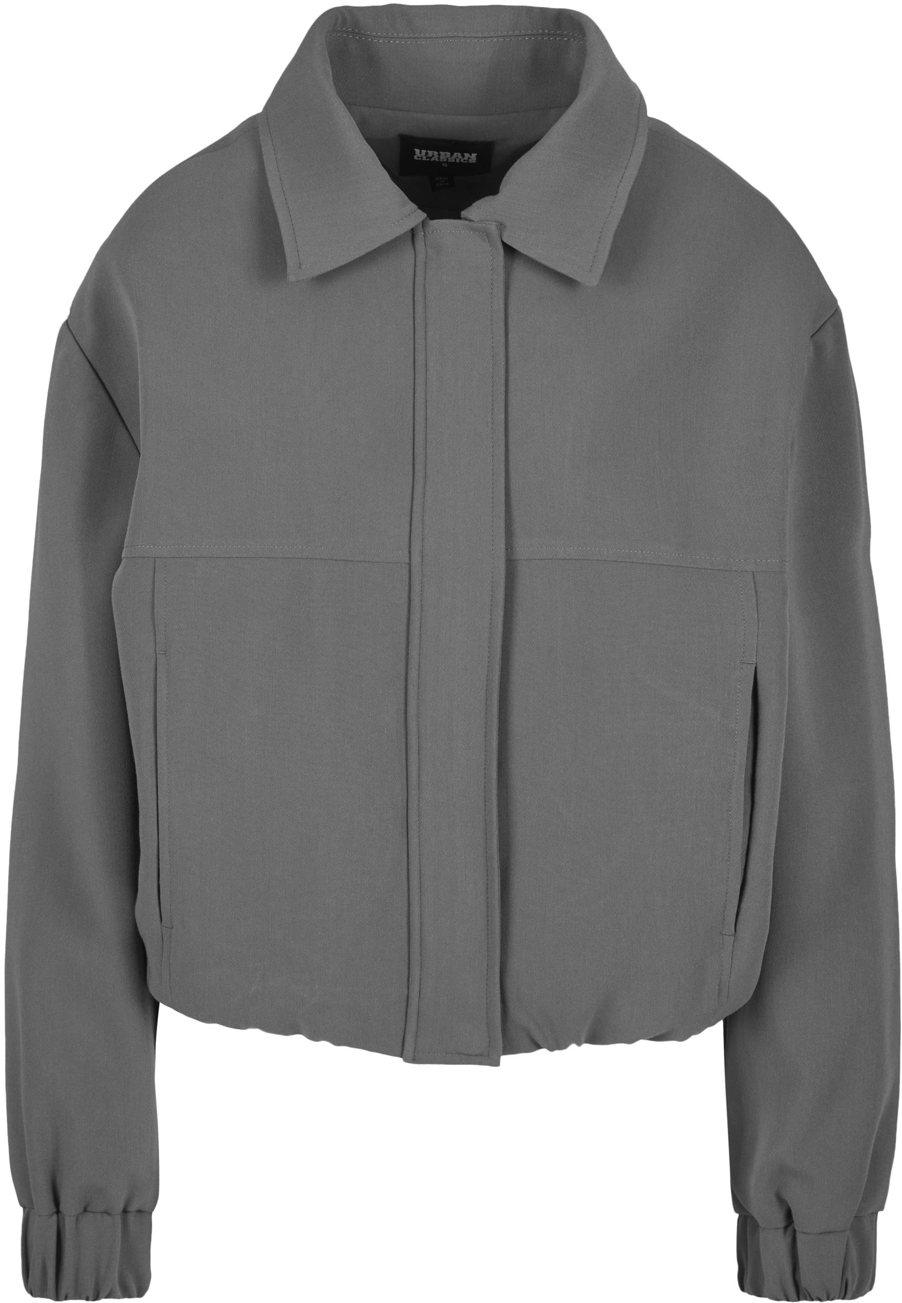 Allwetterjacke Urban Classics "Urban Classics Ladies Short Blouson", Damen, Gr. S, Magnet, 75% Polyester, 19% Viskose, 6% Elasthan, Unifarben, Normal, Amerikanischer Ausschnitt, Jacken