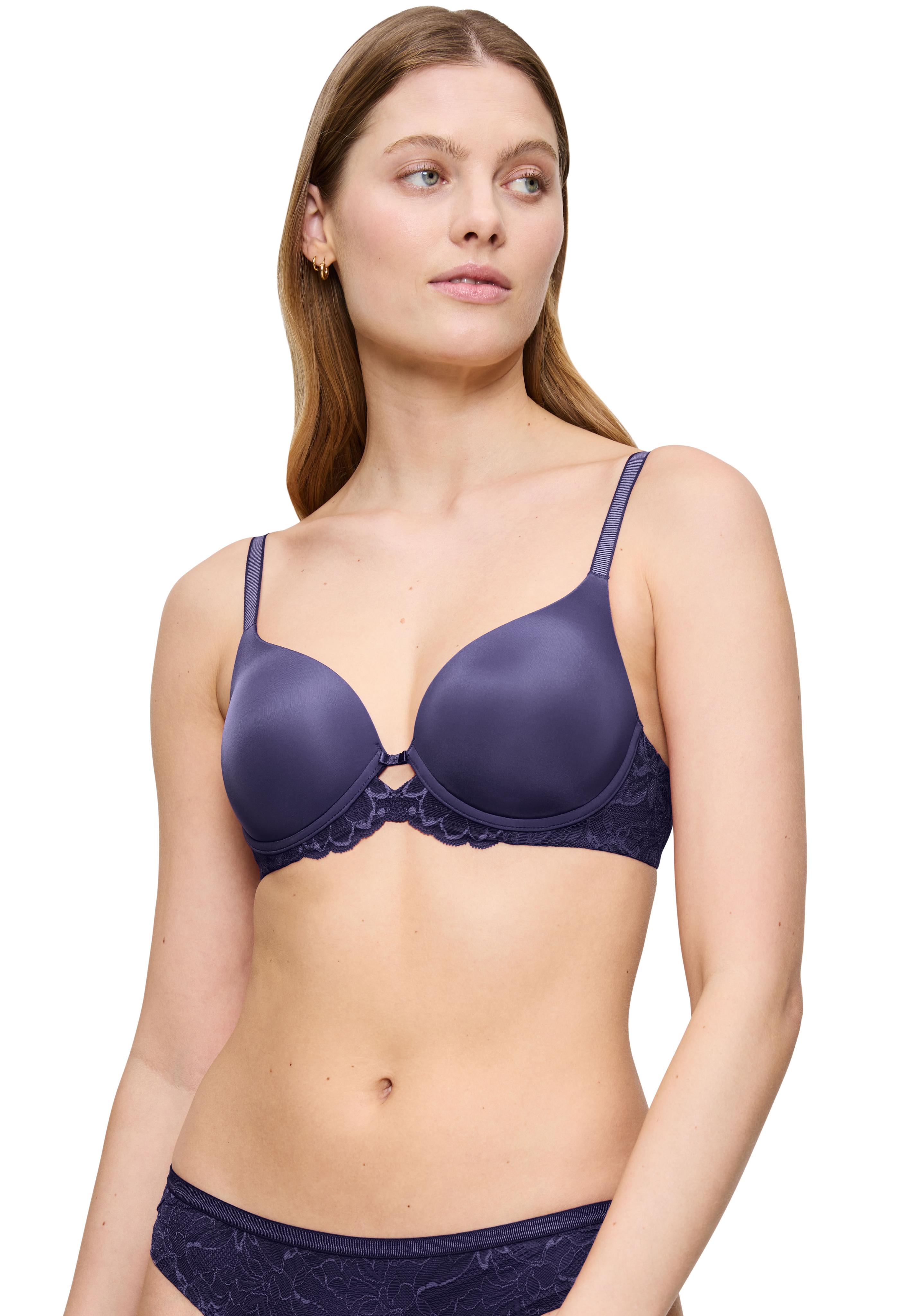 BüGel-Bh Triumph "Amourette Charm WHP01", Damen, Gr. 85, Cup C, Grau (Ink Gray), Microtouch, Obermaterial: 48% Polyamid, 38% Polyester, 13% Elasthan, 1% Sonstige Fasern, Bhs BüGel-Bh, Mit Stretch-Spitze Und Nahtlos Vorgeformten Cups