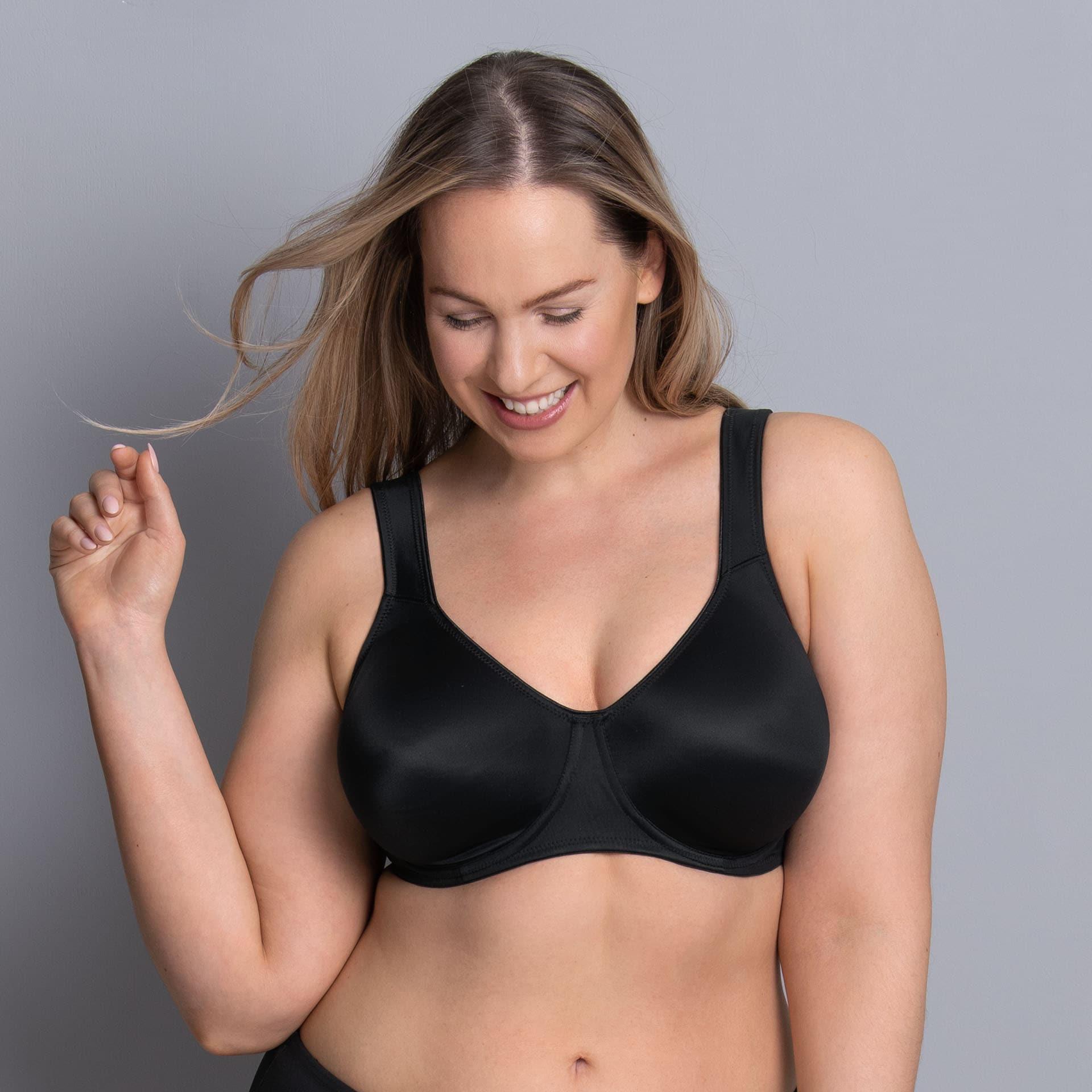 BüGel-Bh Rosa Faia "Twin", Damen, Gr. 80, Cup G, Schwarz, Stoff, Obermaterial: 70% Polyamid, 30% Elasthan, Clean, Leicht GläNzend, Unifarben, Normal, Bhs BüGel-Bh, Mit BüGel, Verstellbare TräGer, Schlicht, Atmungsaktiv