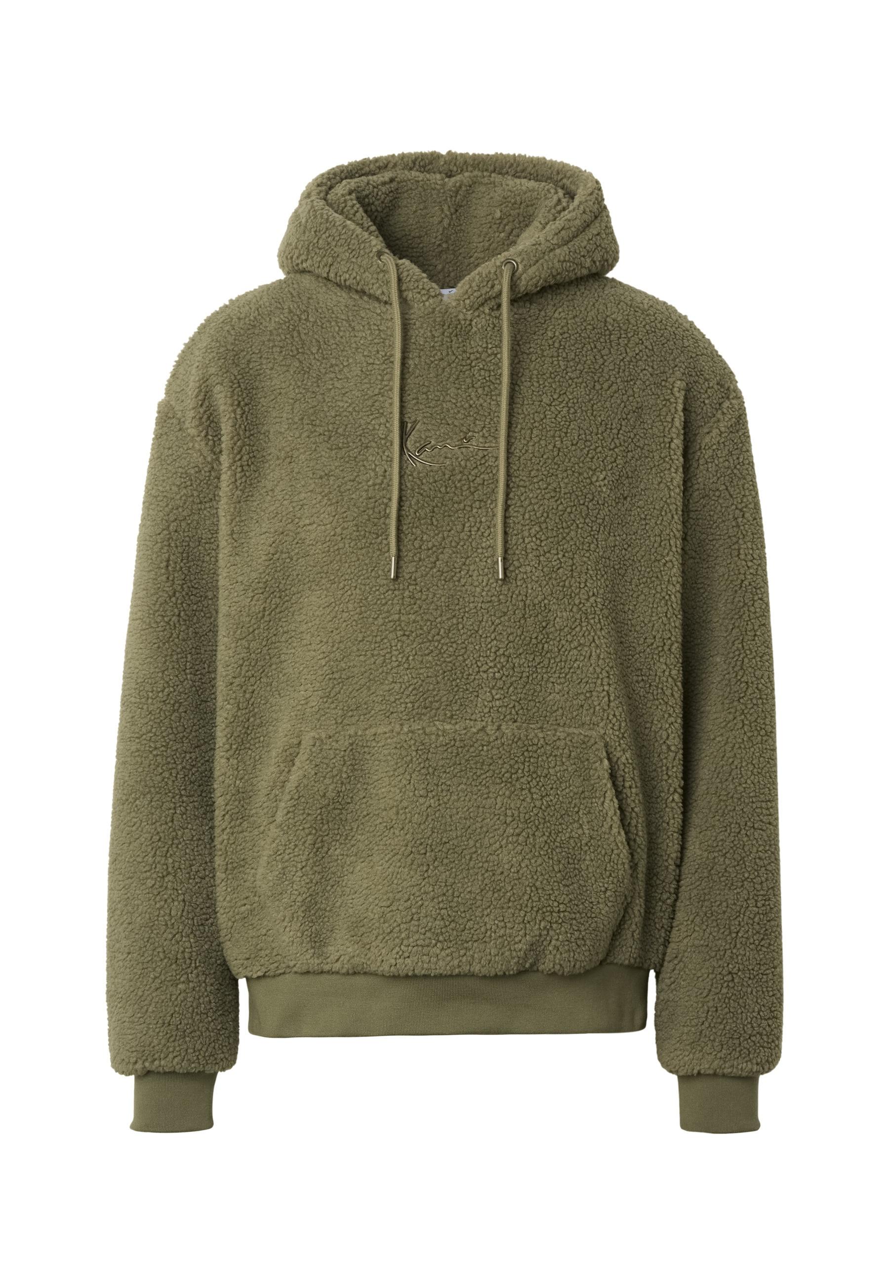 Rundhalspullover Karl Kani "Karl Kani Herren KM213-064-1 Small Signature Teddy Hoodie", Herren, Gr. Xl, SchwarzgrüN, 100% Polyester, Normal, Ohne Ausschnitt, Pullover Rundhalspullover