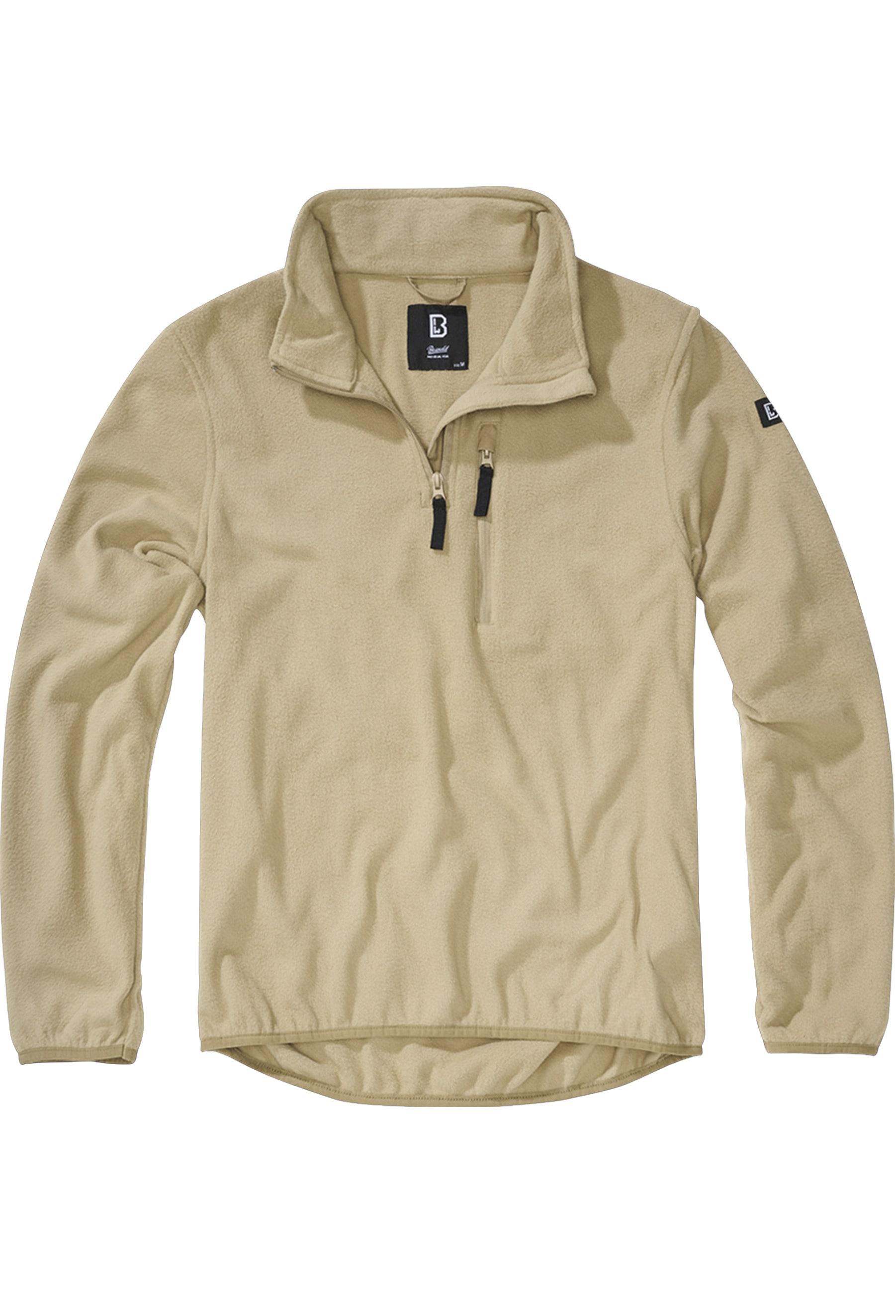 Sweater Brandit "Brandit Herren Fleece Troyer", Herren, Gr. S, Camel, 80% Elastodien, 20% Polyester, Unifarben, Sweatshirts Sweater