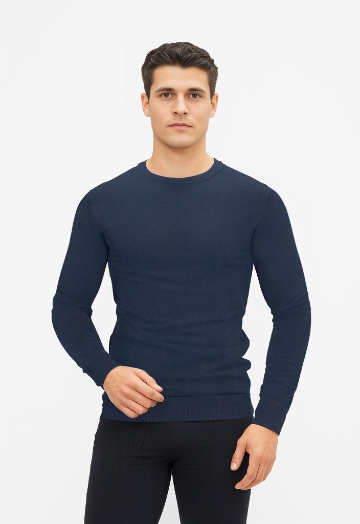 Rundhalspullover Jack & Jones "Jjeemil Knit Crew Neck Noos", Herren, Gr. Xl, Blau (Navy), Strick, Obermaterial: 60% Baumwolle, 20% Nylon, 20% Viskose, Regular Fit Normal, Rundhals, RippbüNdchen, Pullover Rundhalspullover, Baumwollmischung, Regular Fit