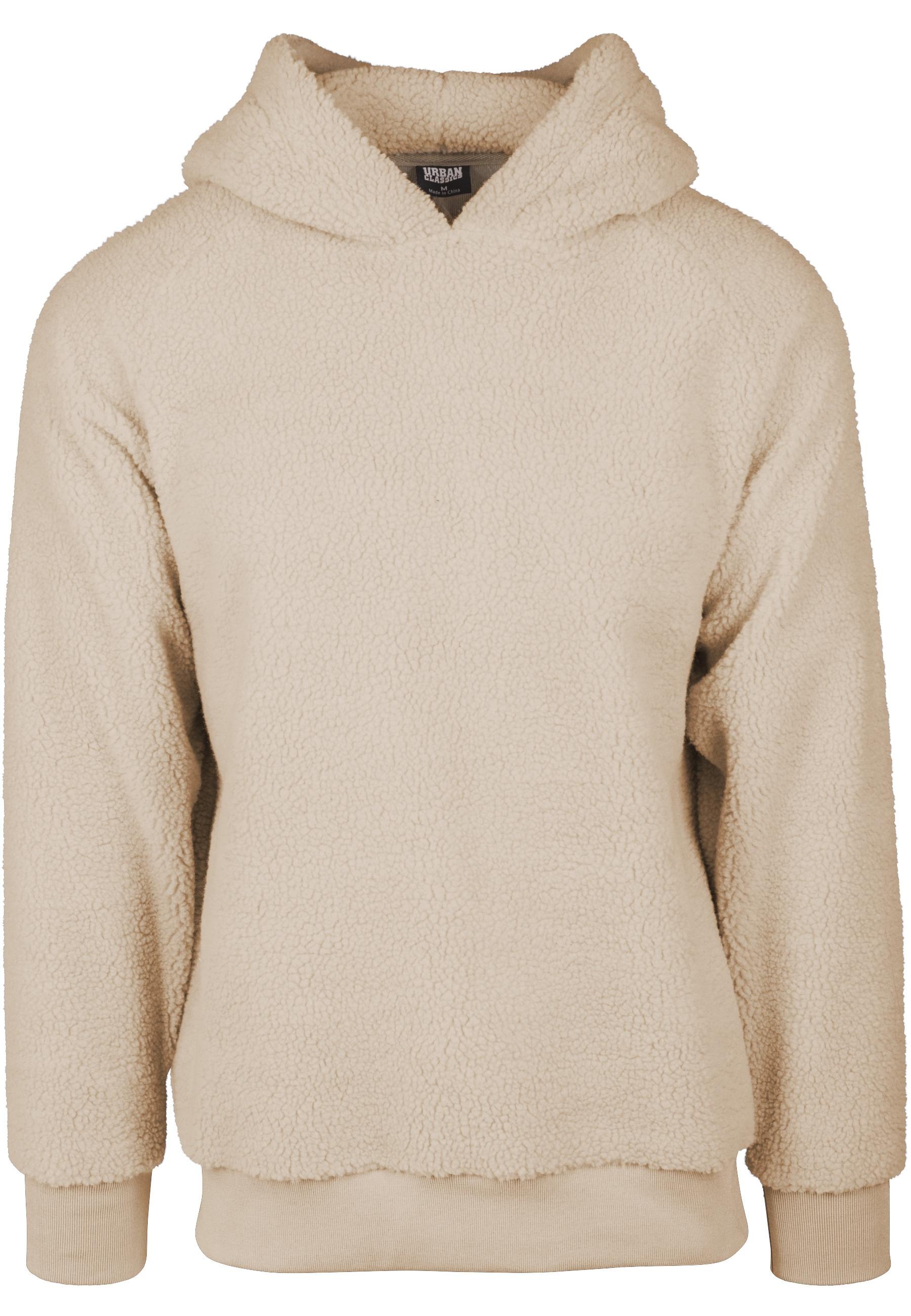 Rundhalspullover Urban Classics "Urban Classics Herren Sherpa Hoody", Herren, Gr. L, Schwarzsand, 100% Polyester, Unifarben, Normal, Ohne Ausschnitt, Pullover Rundhalspullover