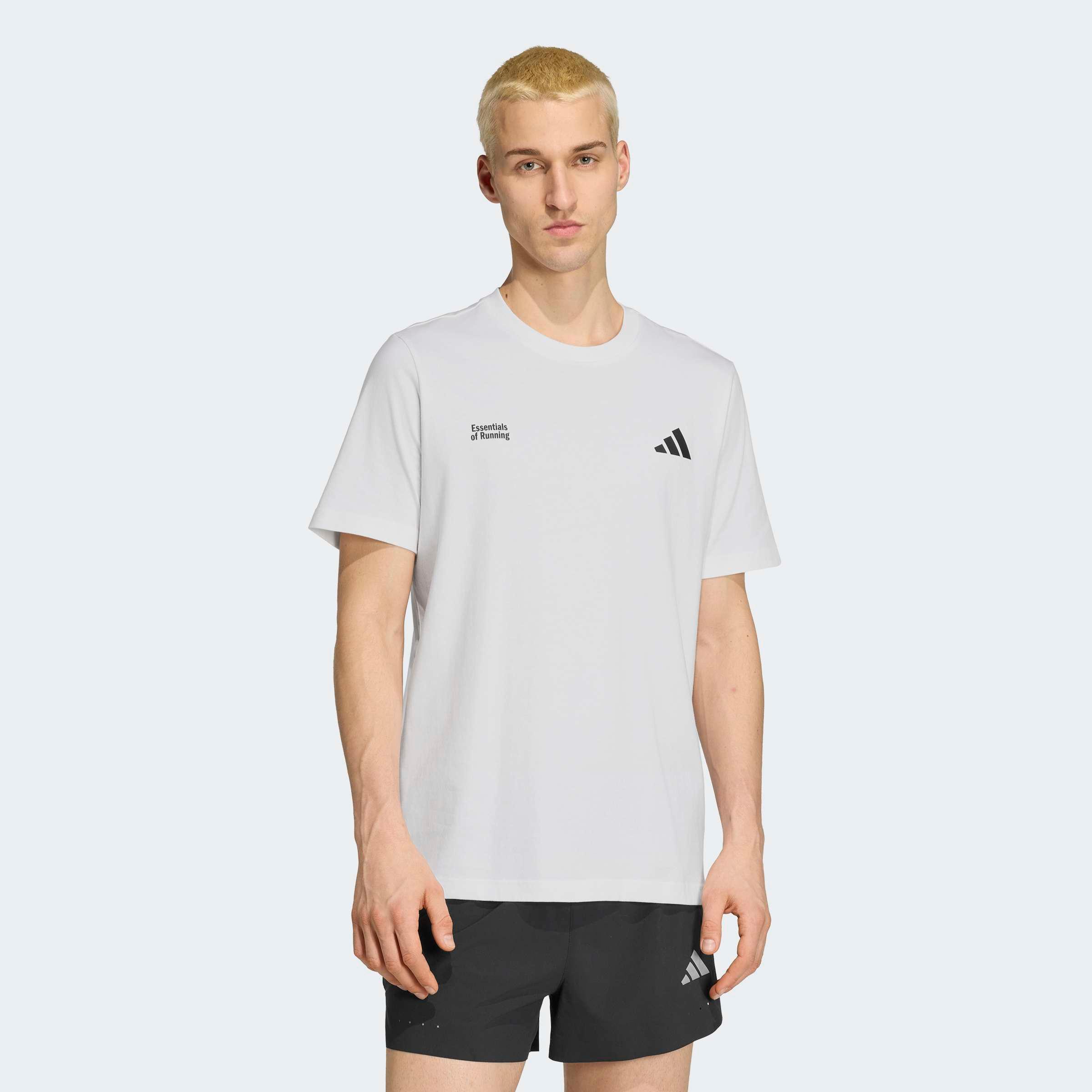 Laufshirt adidas Performance "M RUN ESS G T", Herren, Gr. M, Weiß, Obermaterial: 100% Baumwolle, Shirts Laufshirt, Aus Baumwolle, FüR Erwachsene