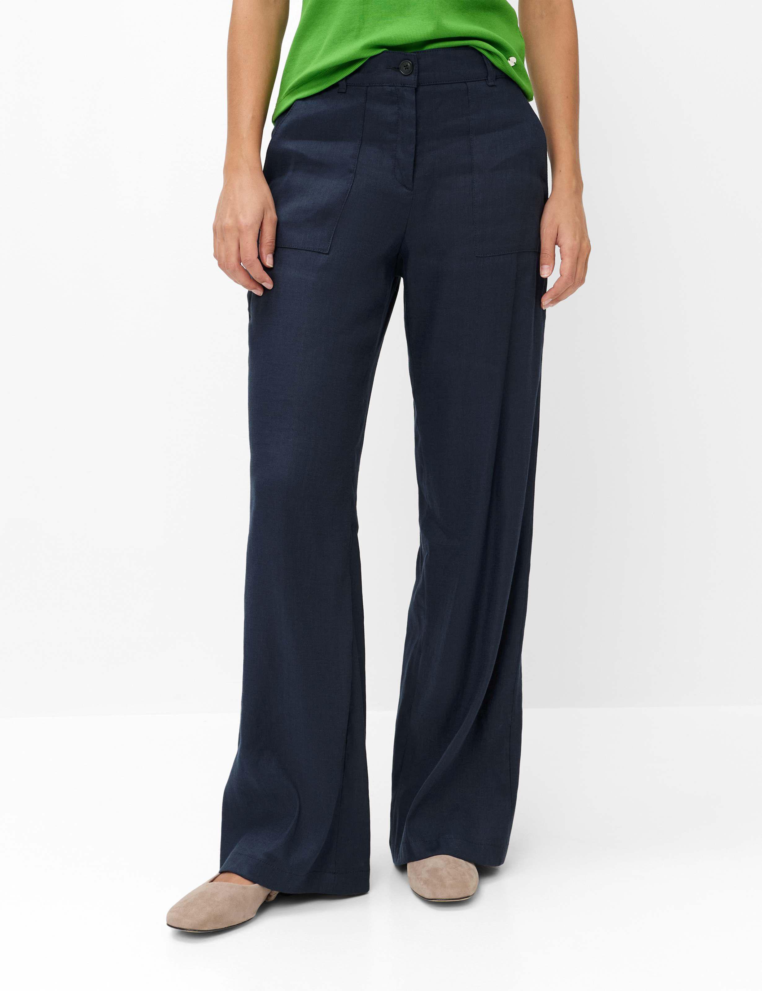 Culotte Brax "Style Maine", Damen, Gr. 48 (L96), LanggrößEn, Dunkelblau, Web, 59% Leinen, 19% Baumwolle, 19% Viskose, 3% Elasthan, Hosen Culotte